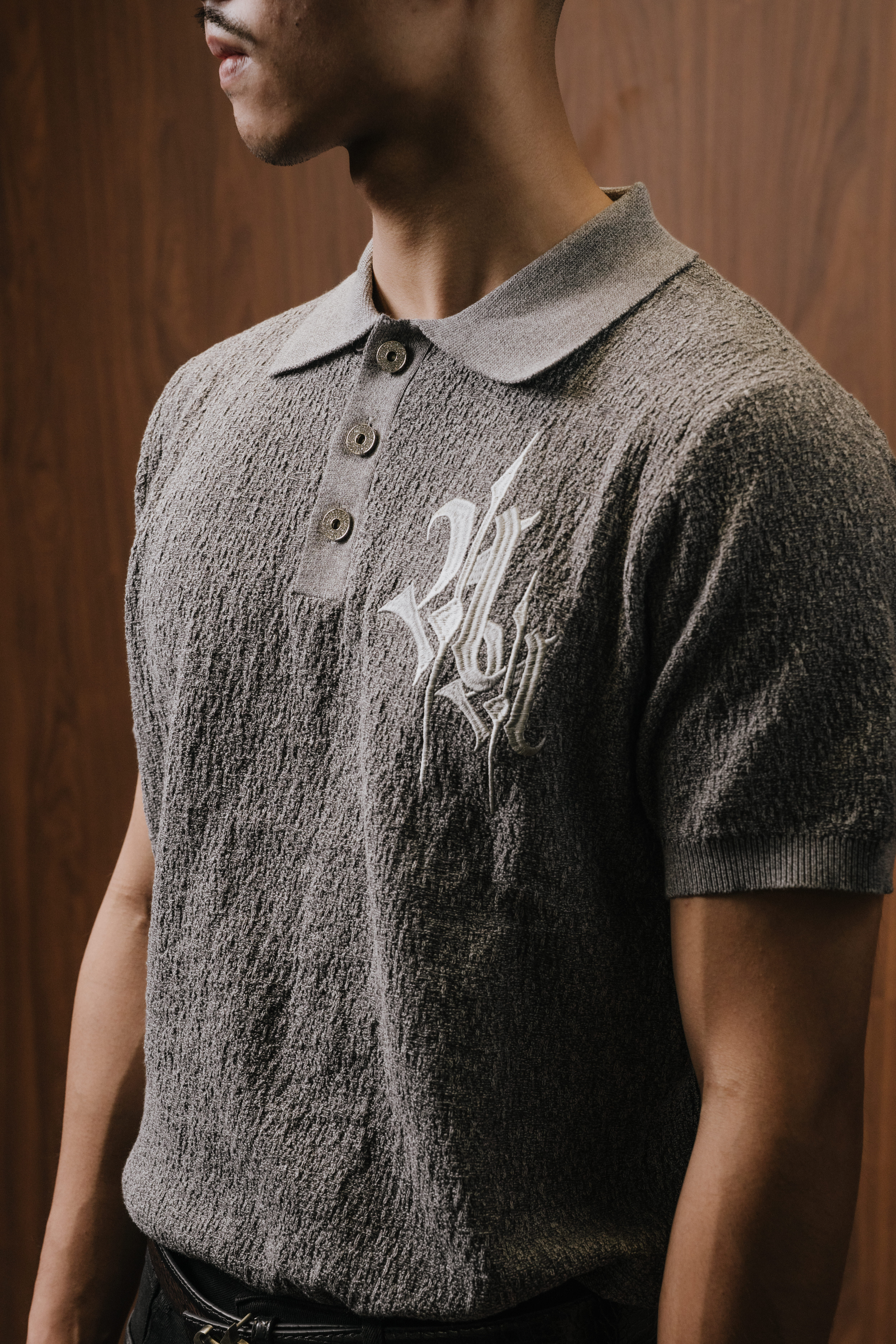 Gilded Crest Knit Polo
