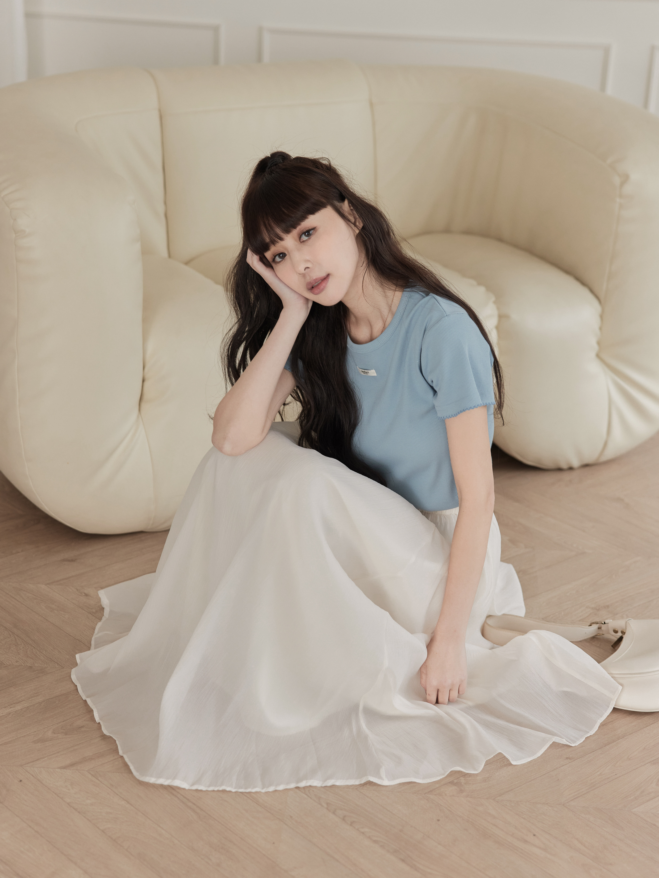 Logo Detail Ruffle Sleeve Top