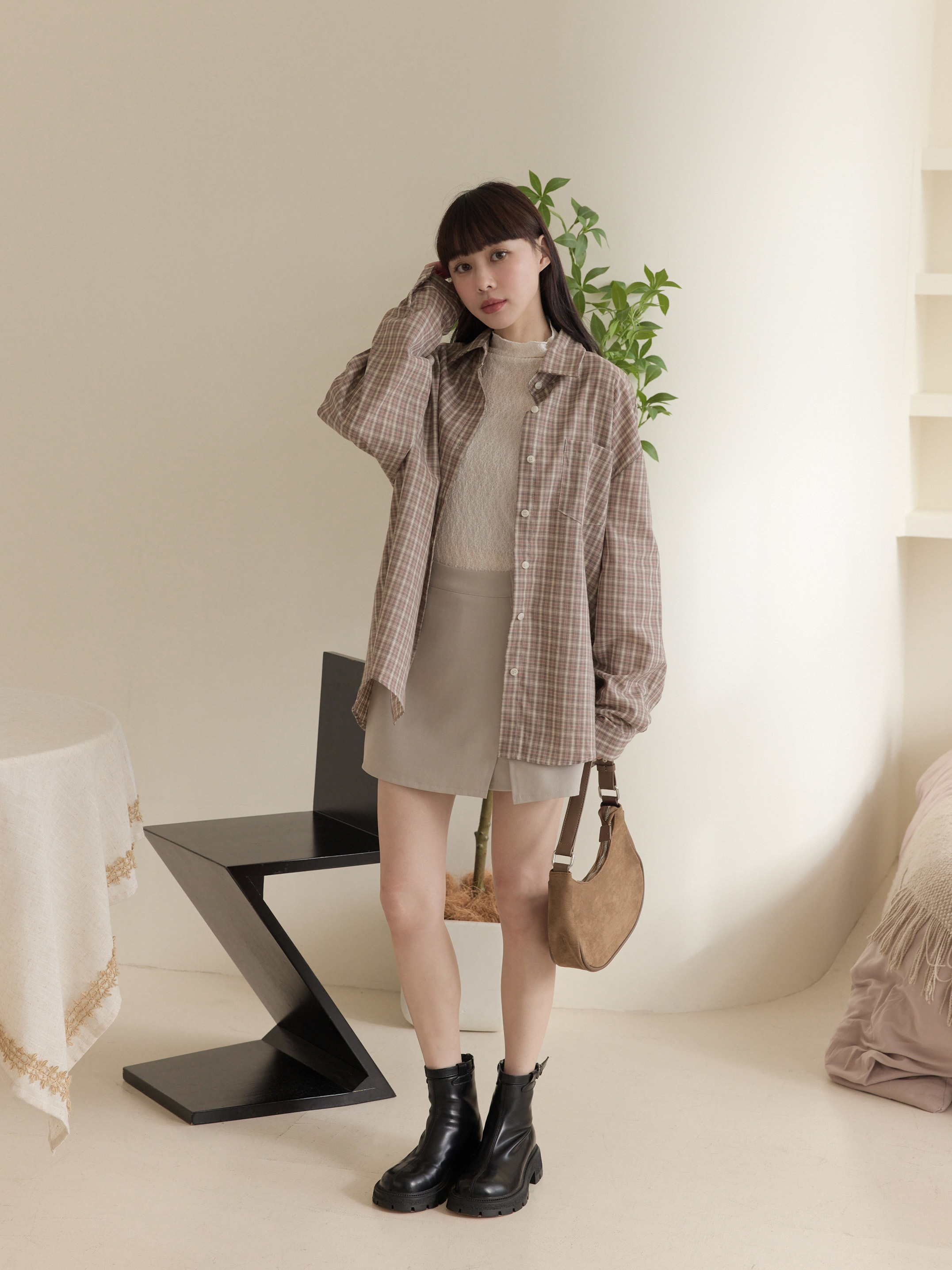Plaid Longline Shirt