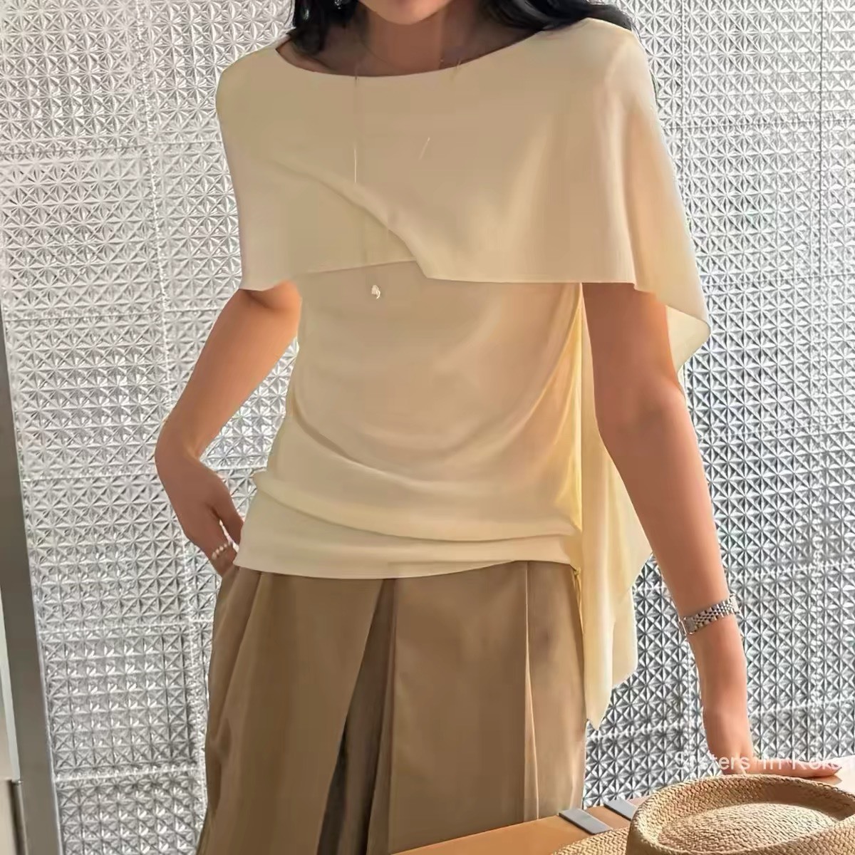 前短後長假兩件斗蓬造型優雅上衣 / 4色