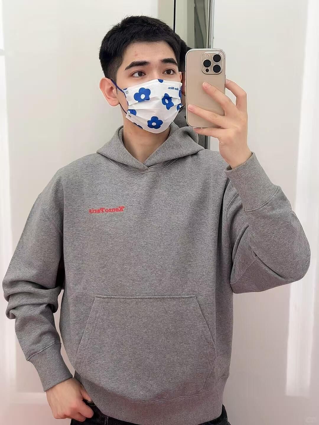 【預購】Kenzo H051833 男裝老虎圖案有帽衛衣（灰色）