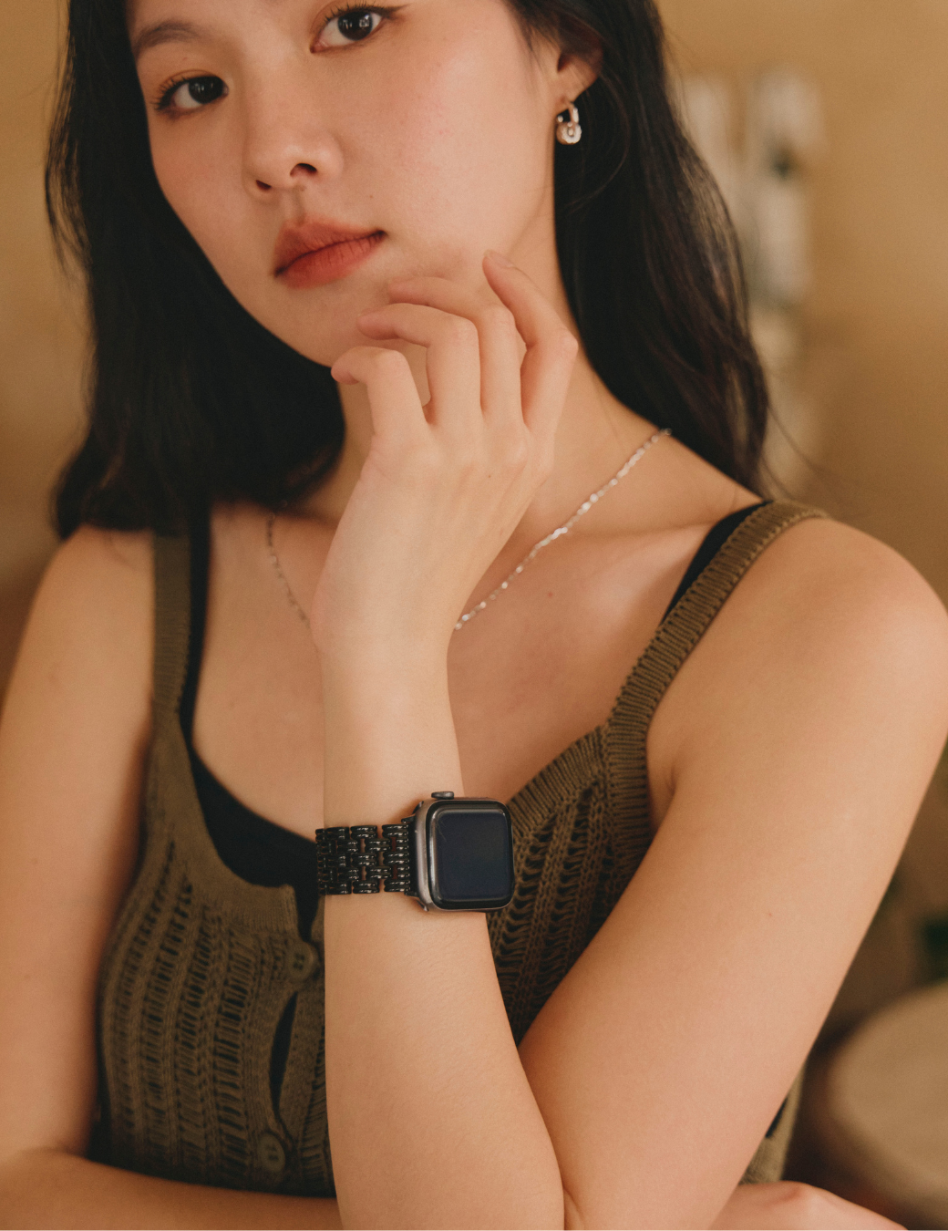 Apple Watch 經典波紋鏤空錶帶（黑色）