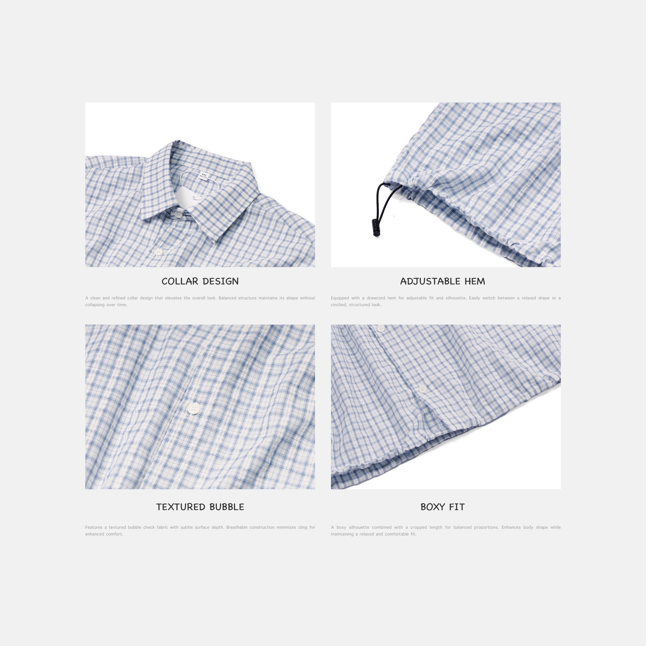 L.PARK® SELECT - Boxy Fit Drawcord Plaid Shirt 「01 」