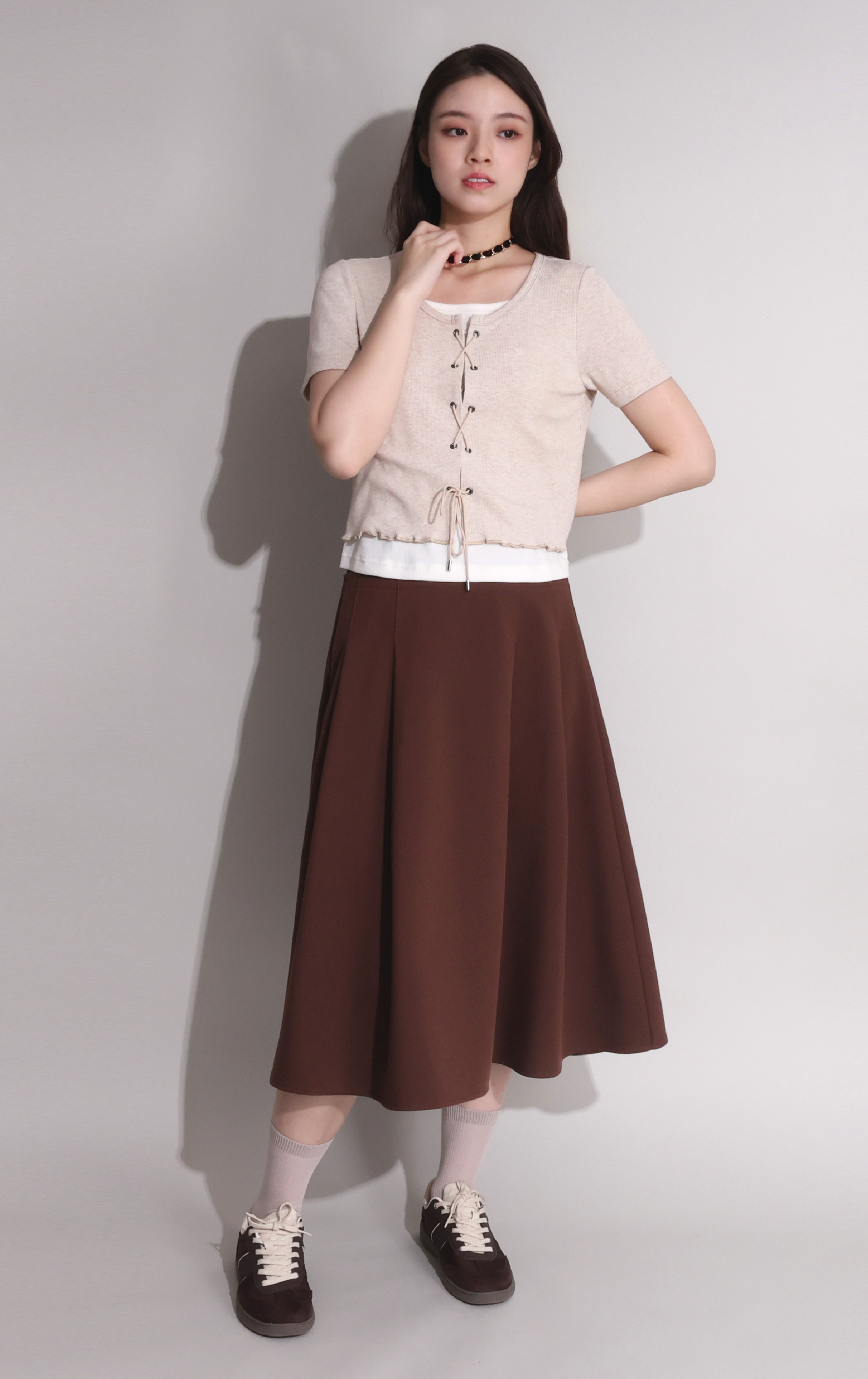 Two-Piece Look Criss-Cross Ribbed Top ST0409