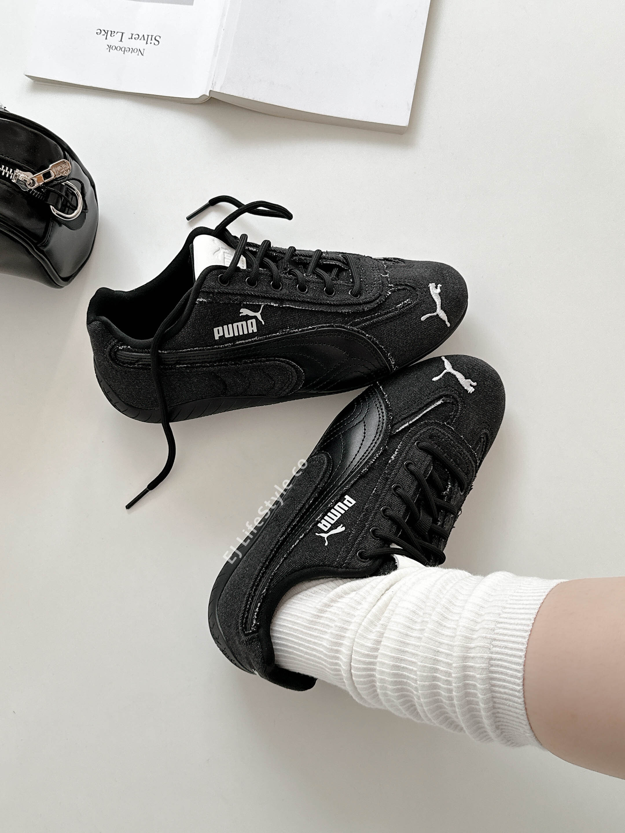 PUMA SPEEDCAT CRAFTED DENIM 丹寧系列 牛仔 黑色 水洗黑 布面 皮革 男女鞋 407110-01 / 現貨