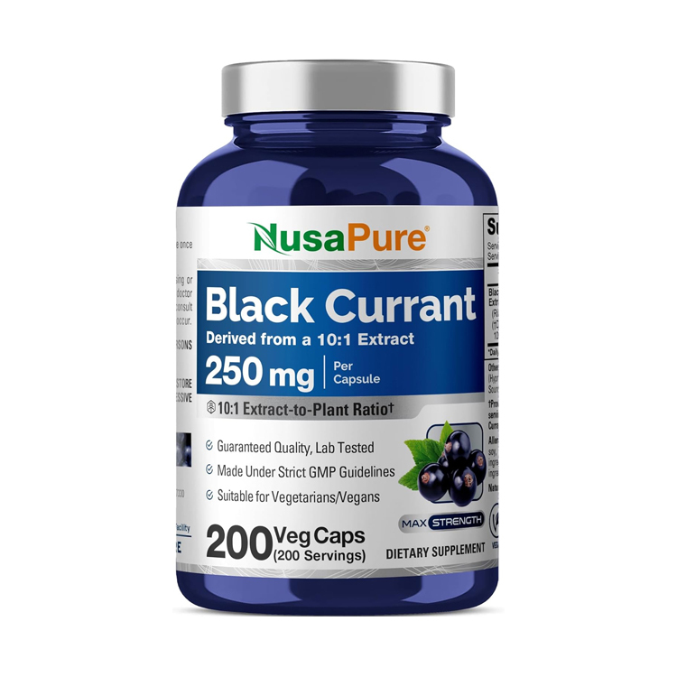 (新包裝) 美國NusaPure Black Currant 黑加侖子素2500毫克, 200粒膠囊