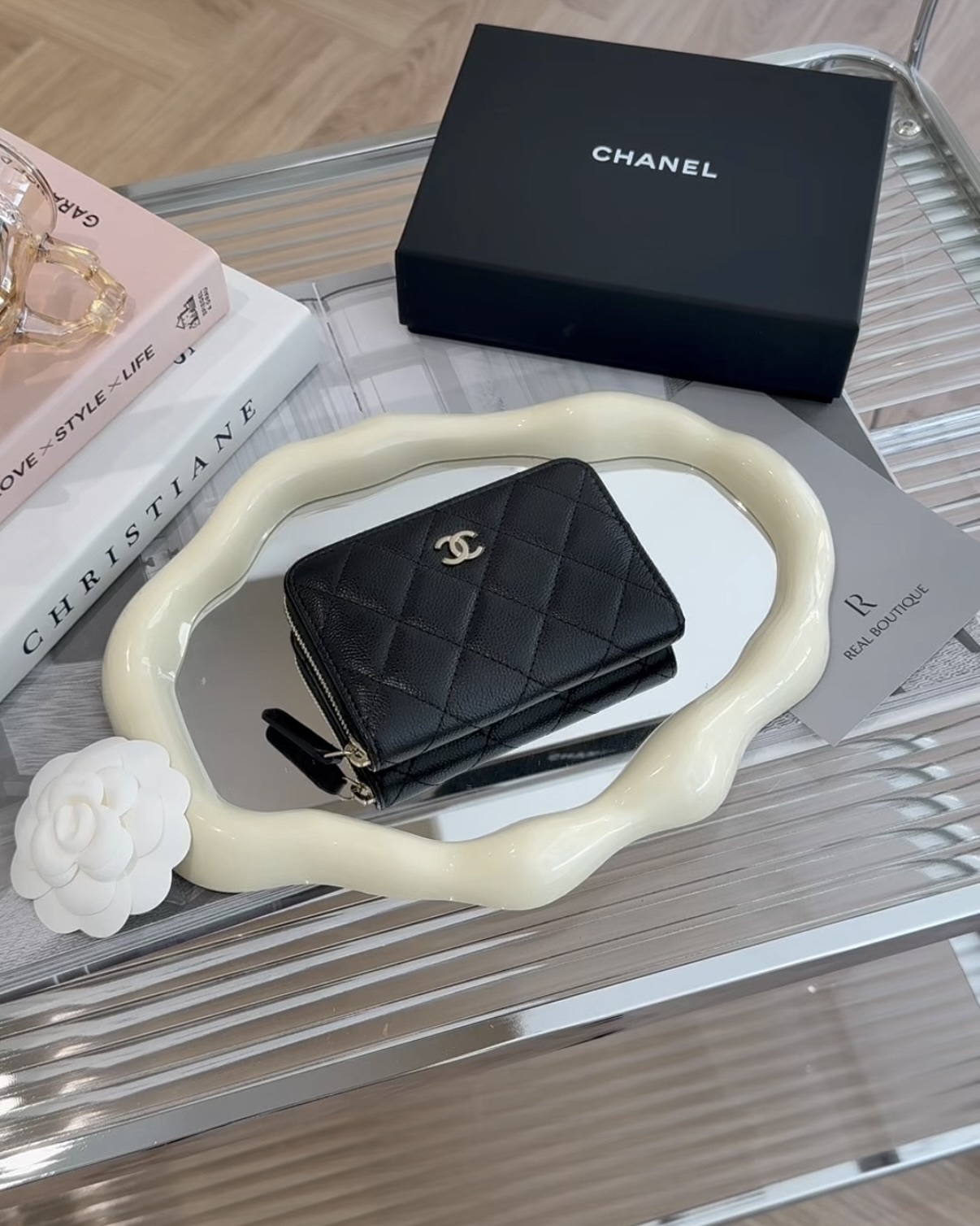 CHANEL｜加大內拉鍊三層零錢卡包 黑色