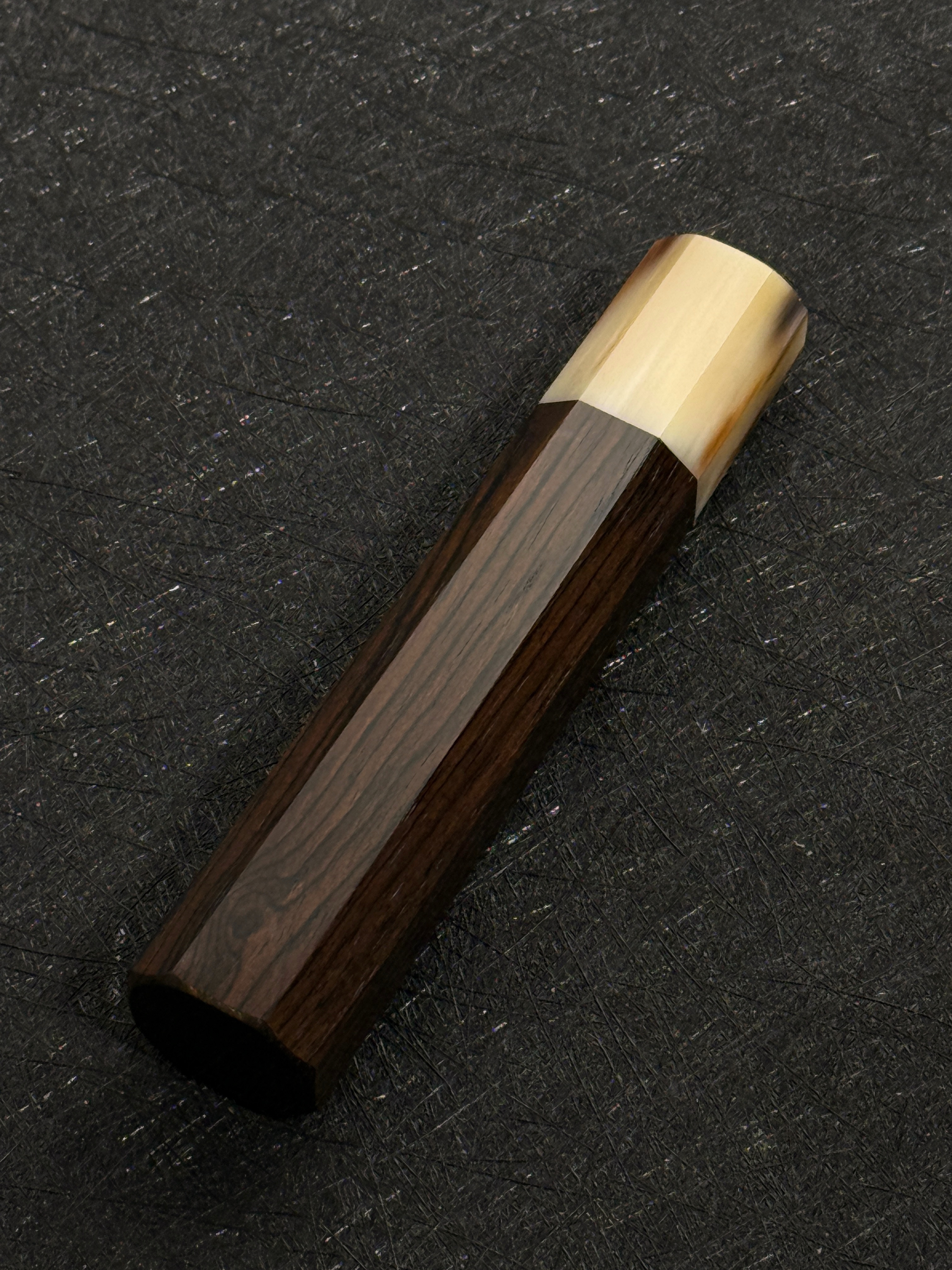 白水牛角 黑檀八角柄  小刀用