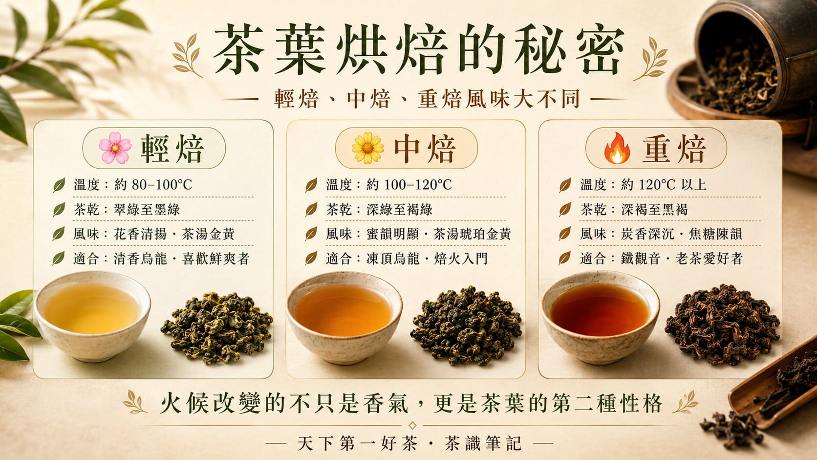 茶葉烘焙的秘密：輕焙、中焙、重焙風味大不同