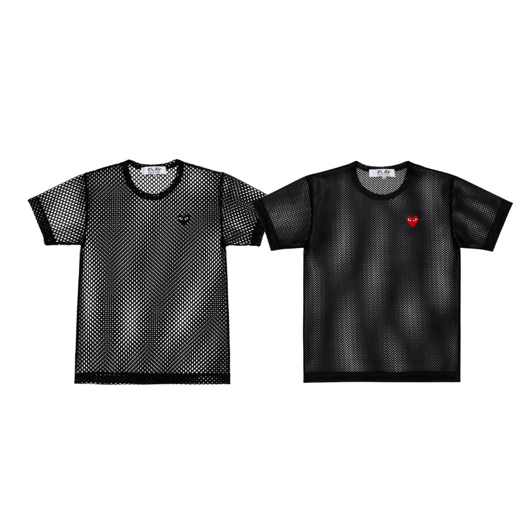 2026SS COMME DES GARCONS PLAY 愛心 刺繡 網格 川久保玲 短T 現貨 AX-T-351-051