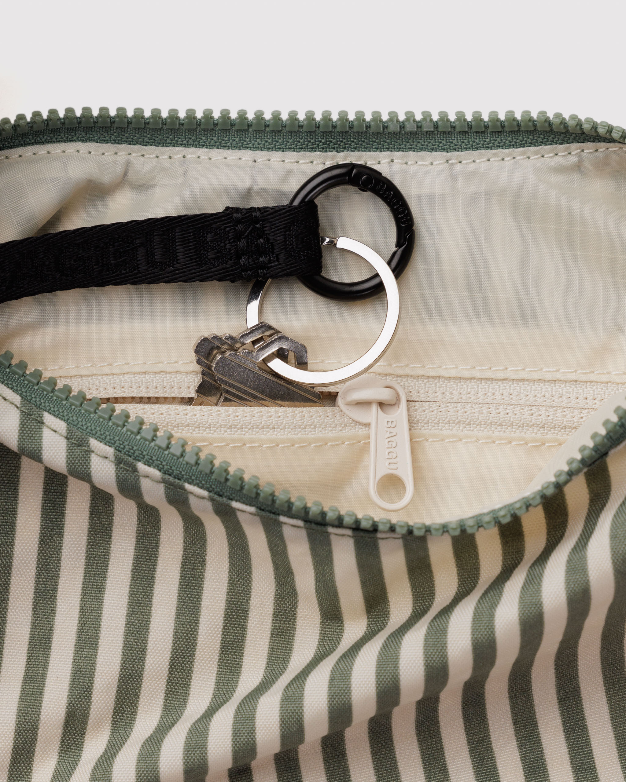 Small Nylon Crescent Bag - Sage Stripe | BAGGU
