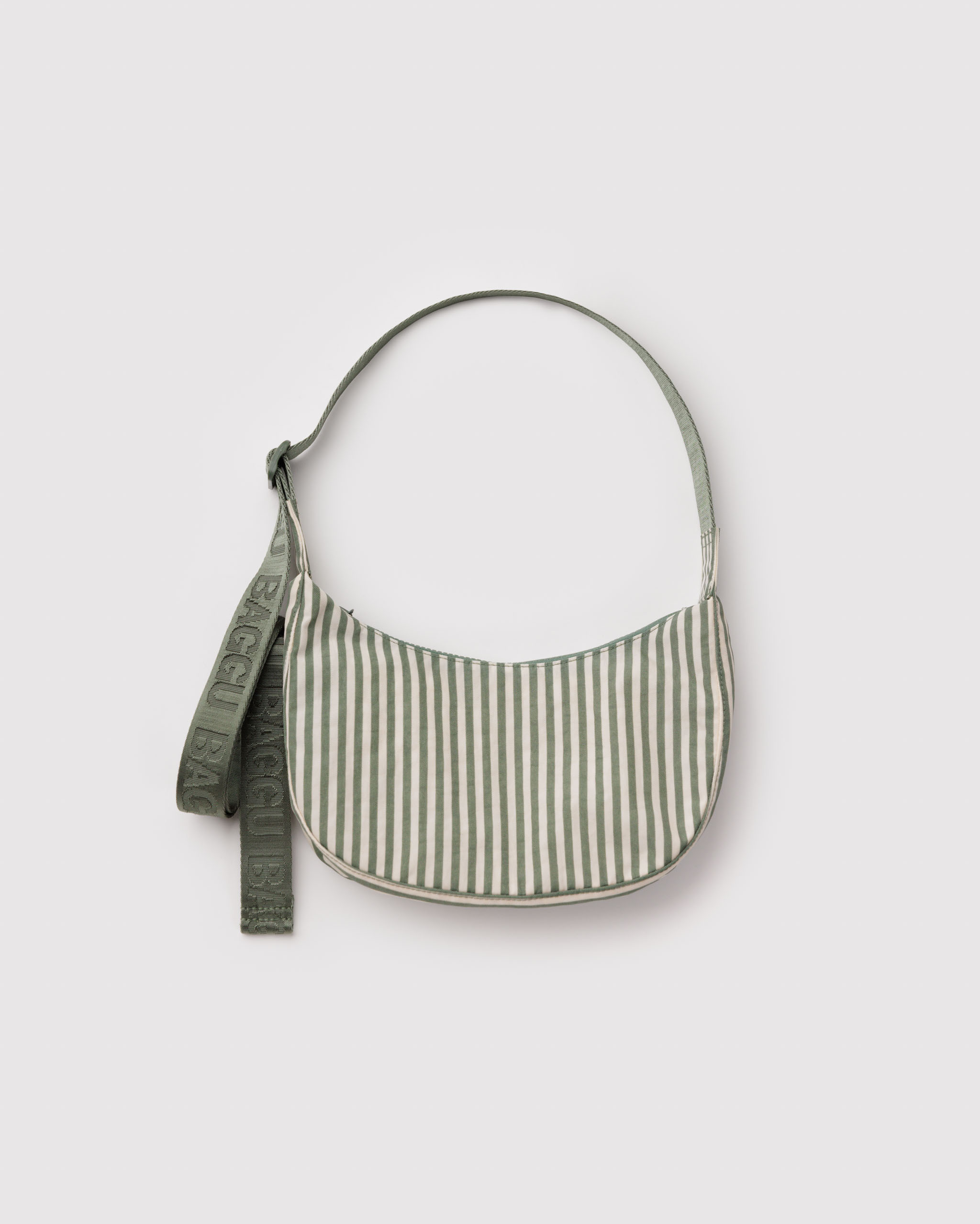Small Nylon Crescent Bag - Sage Stripe | BAGGU