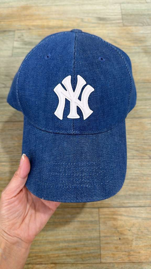 ZX123 MLB 牛仔色撞白色logo cap帽