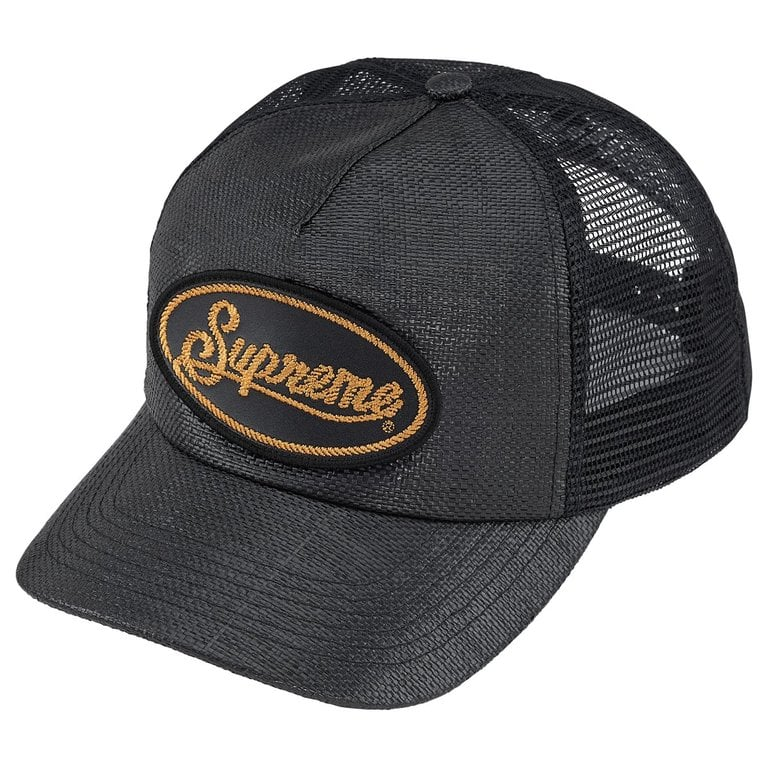 2026SS Supreme Raffia Mesh Back 5-Panel 卡車帽 網帽 貼布 帽子 現貨
