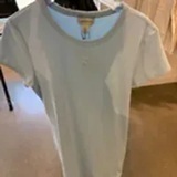 [S] CALVIN KLEIN COOL BLUE COTTON CONTOUR RIB MONOGRAM LOGO MINI DRESS, SP47609799-47B266G450 (SCK864)