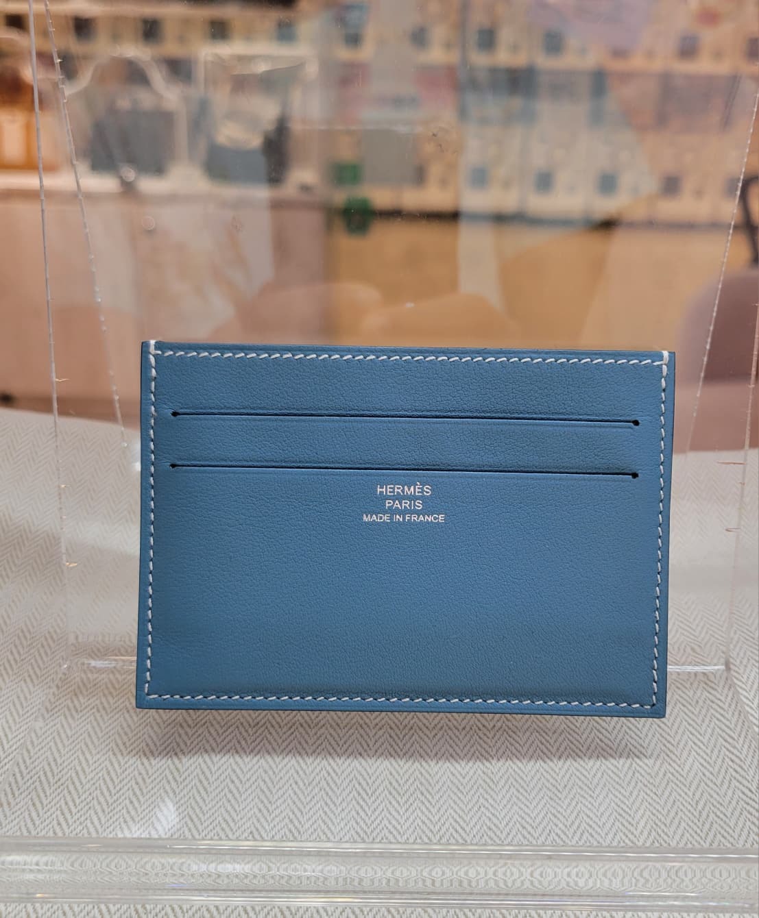 Hermes Porte card holder BLEU JEAN/CABAN
