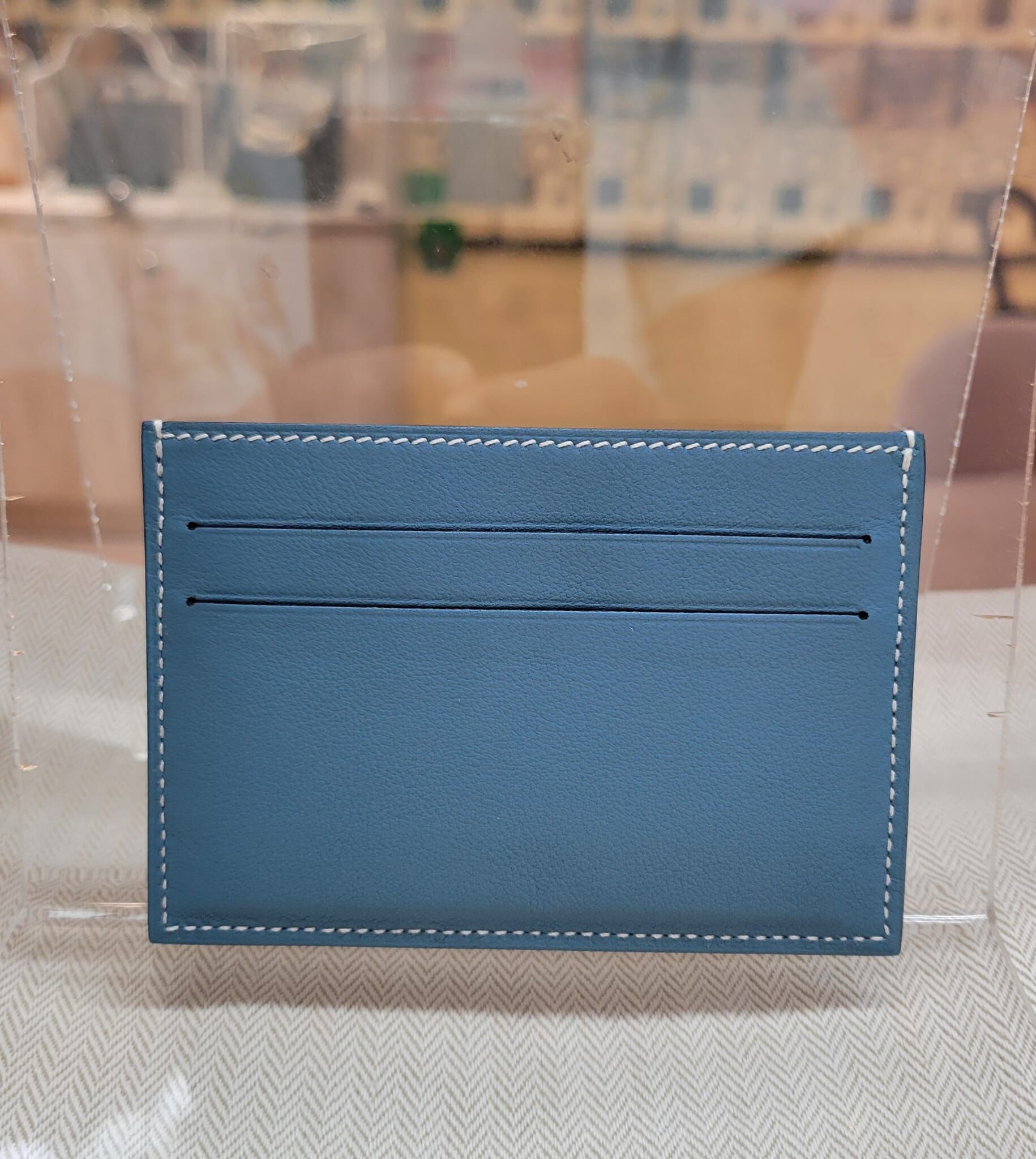 Hermes Porte card holder BLEU JEAN/CABAN