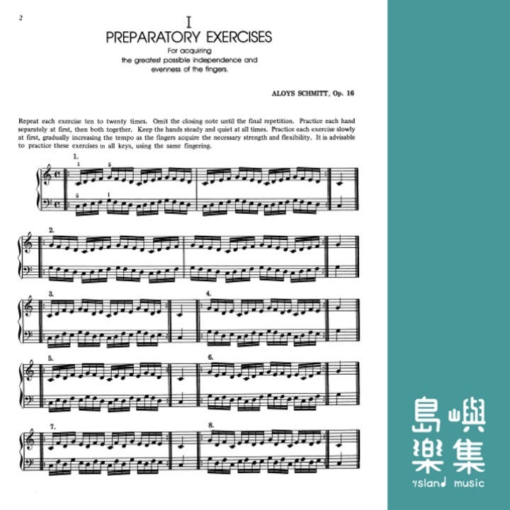 Schmitt: Preparatory Exercises, Opus 16: Piano Book