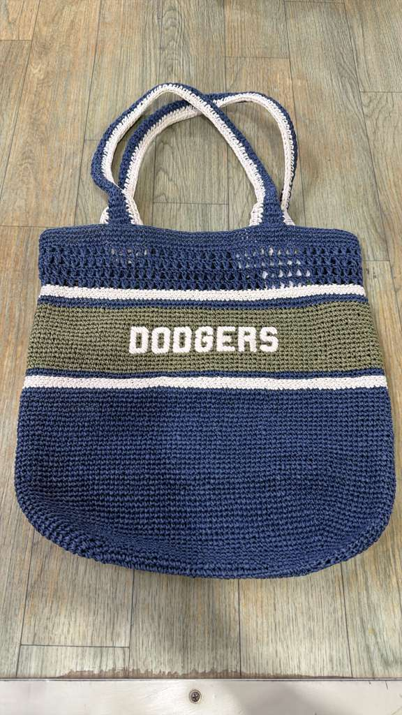 ZX074 MLB 藍拼綠色學院風夏日針織tot bag 35x35cm