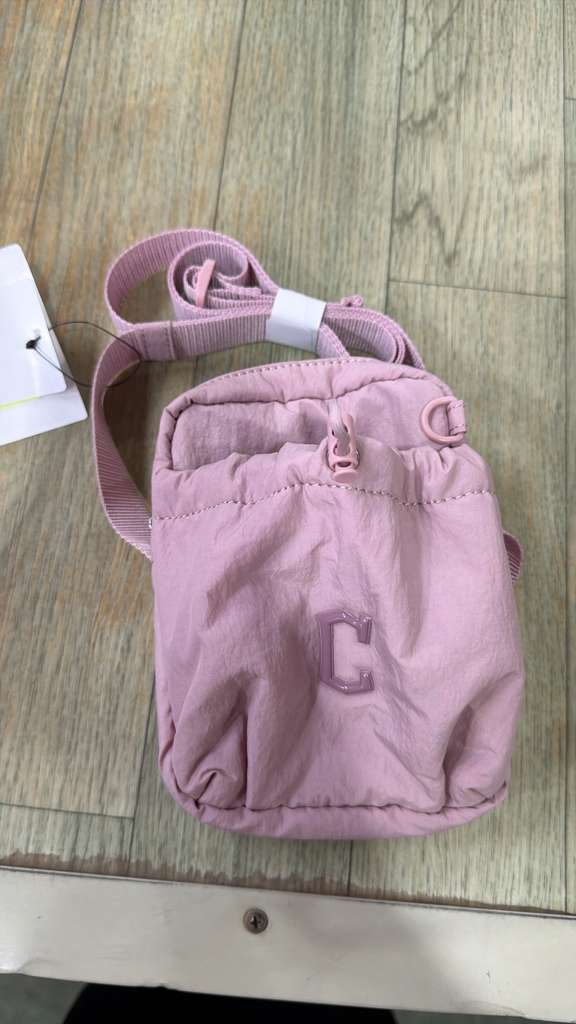 ZX087 MLB 粉色C logo抽繩小crossbody bag 17x13cm