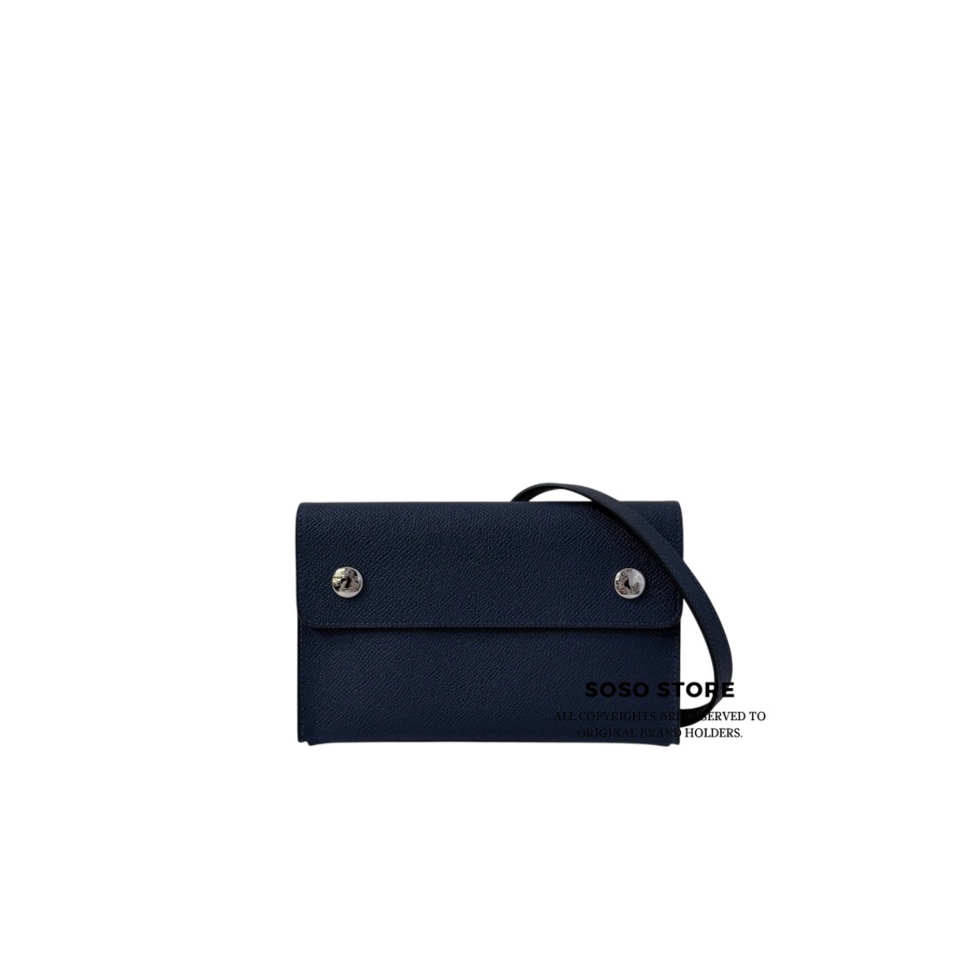 Hermès Hermesnap Wallet - Bleu Navy / SHW