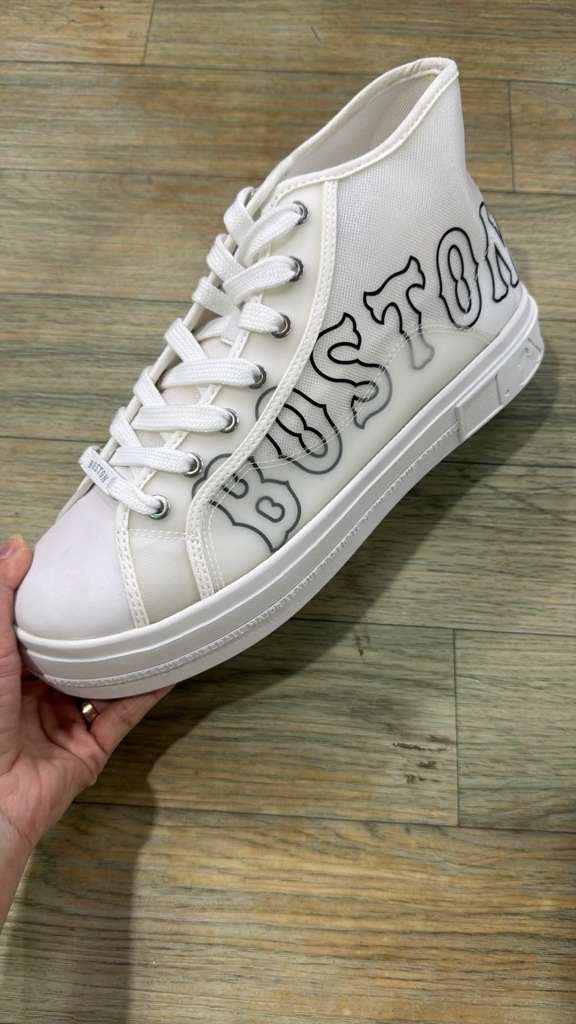 ZX180 MLB 白色網面BOSTON logo平底中筒鞋