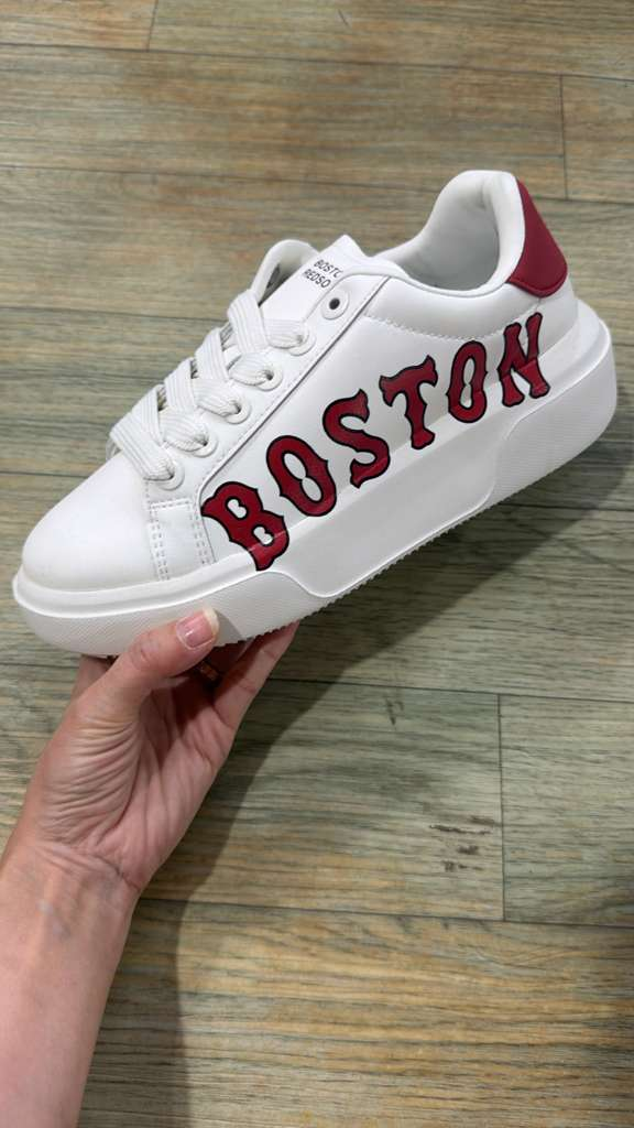 ZX188 MLB 白拼紅色BOSTON厚底小白鞋