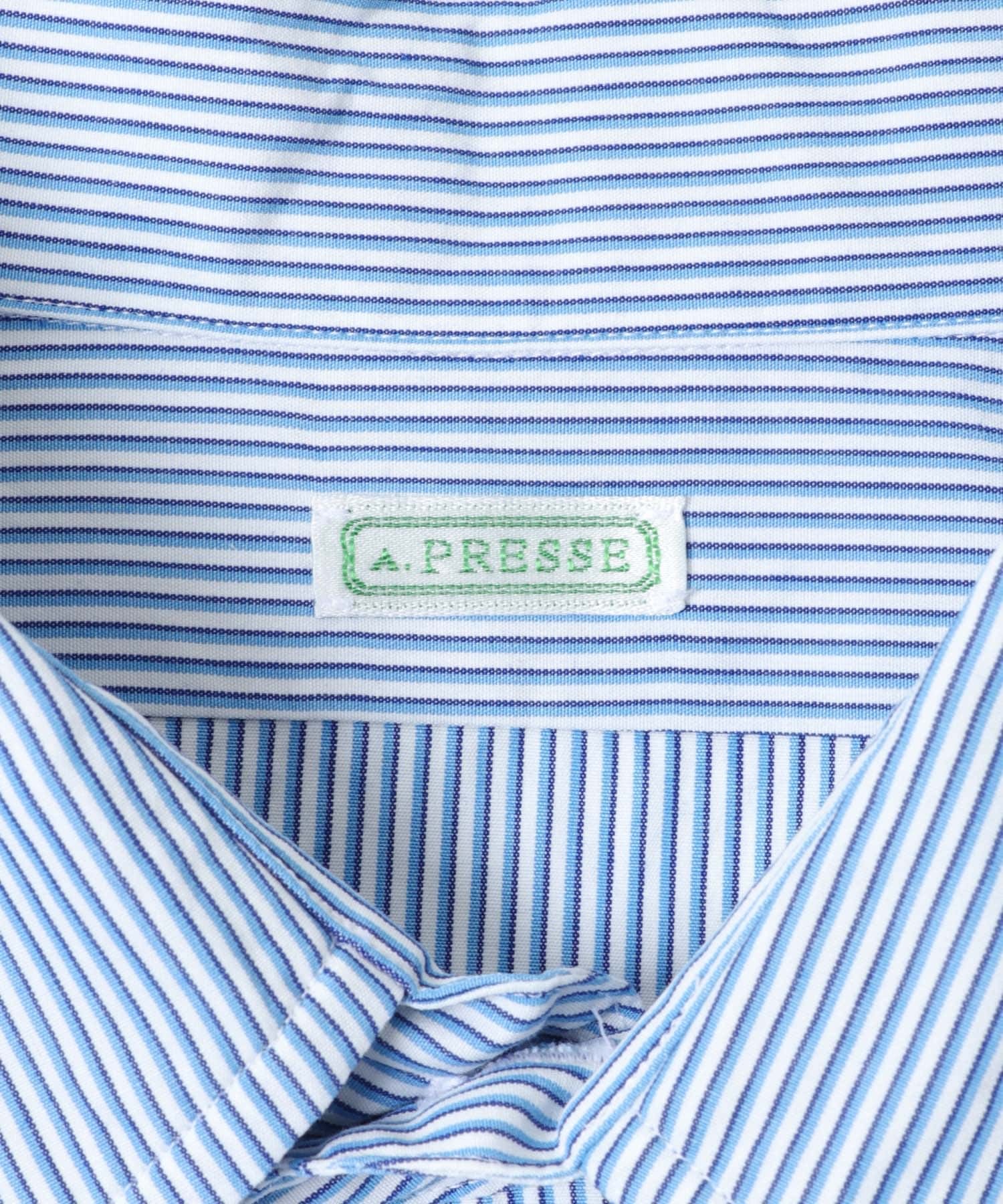 LAST PCS: A.PRESSE 2026 REGULAR COLLAR STRIPE SHIRT L/S (26SAP-02-16) - NAVY PRE ORDER ITEM (預訂中)