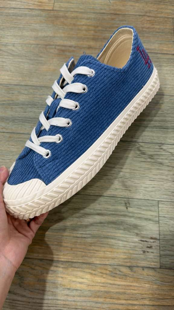 ZX173 MLB 藍色輕復古燈芯絨LA logo平底鞋