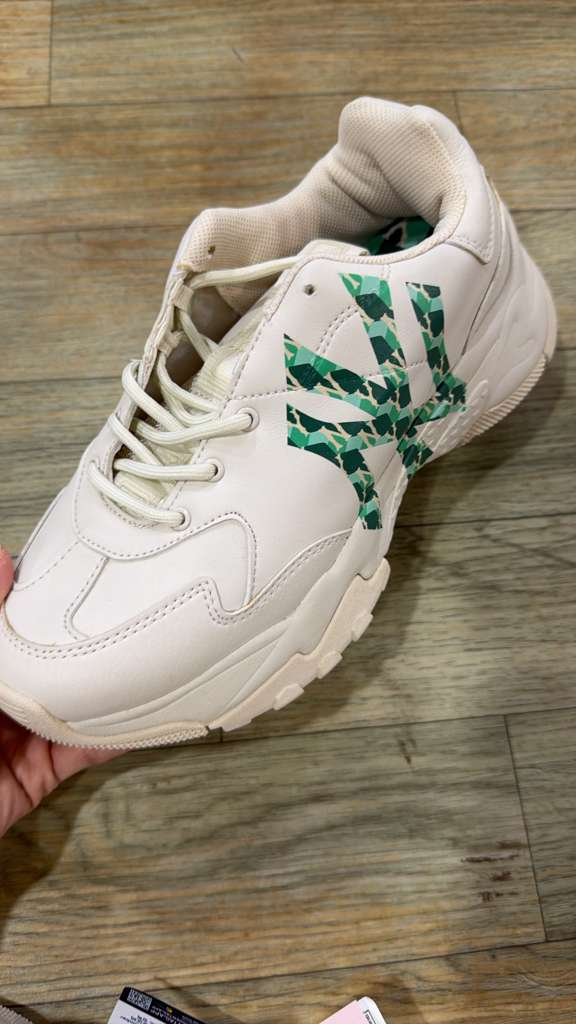 ZX254 MLB 奶白色拼綠色NY logo厚底老爹鞋