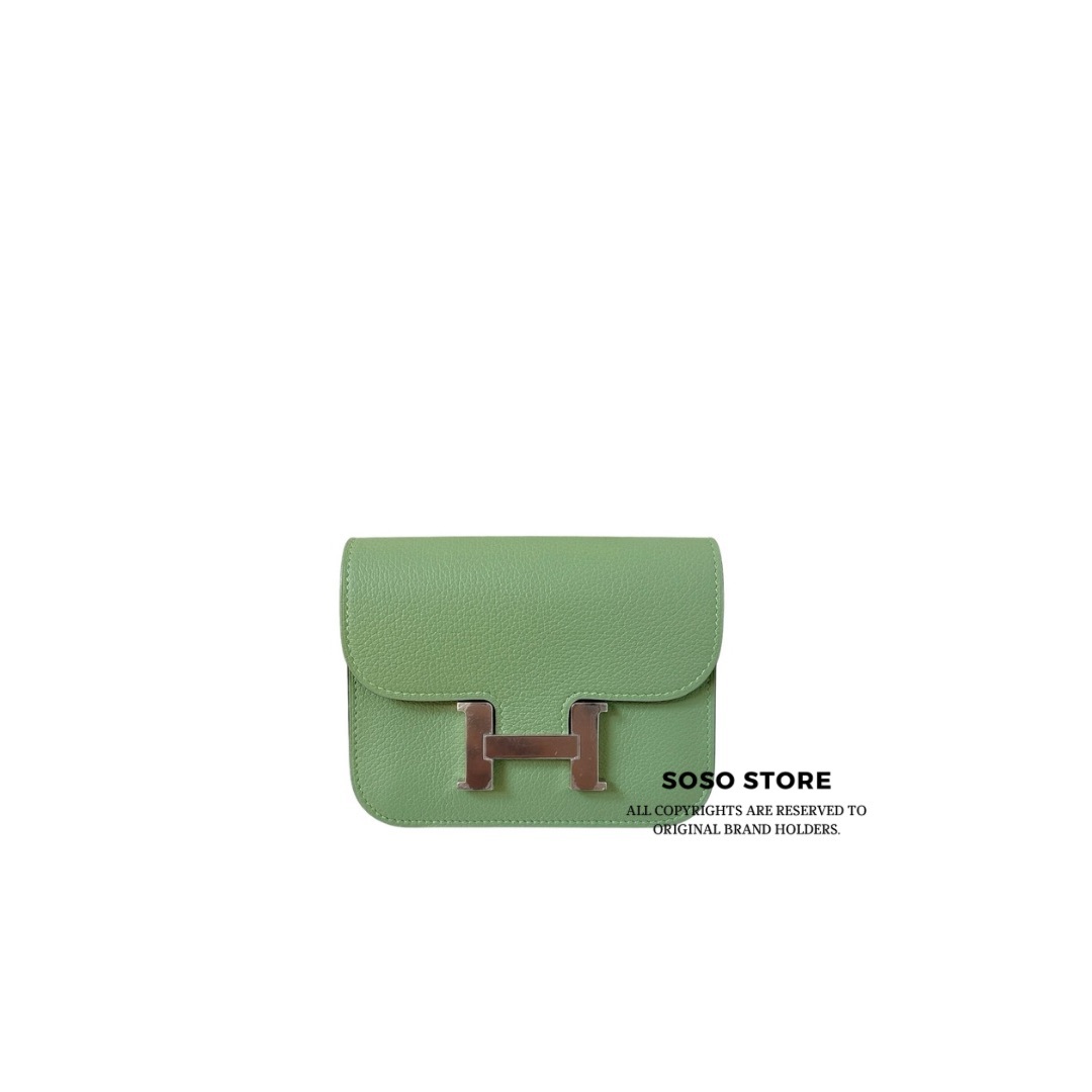 Hermès Constance Slim Wallet - Vert Criquet / SHW