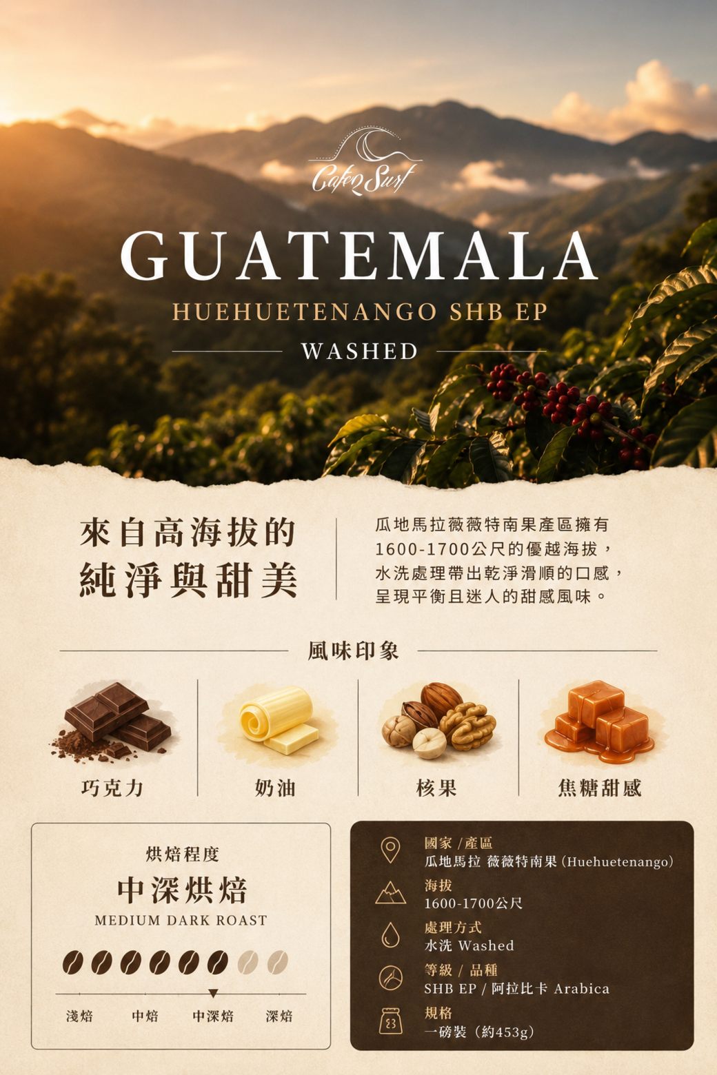 瓜地馬拉 薇薇特南果 SHB 水洗｜一磅裝精品咖啡豆