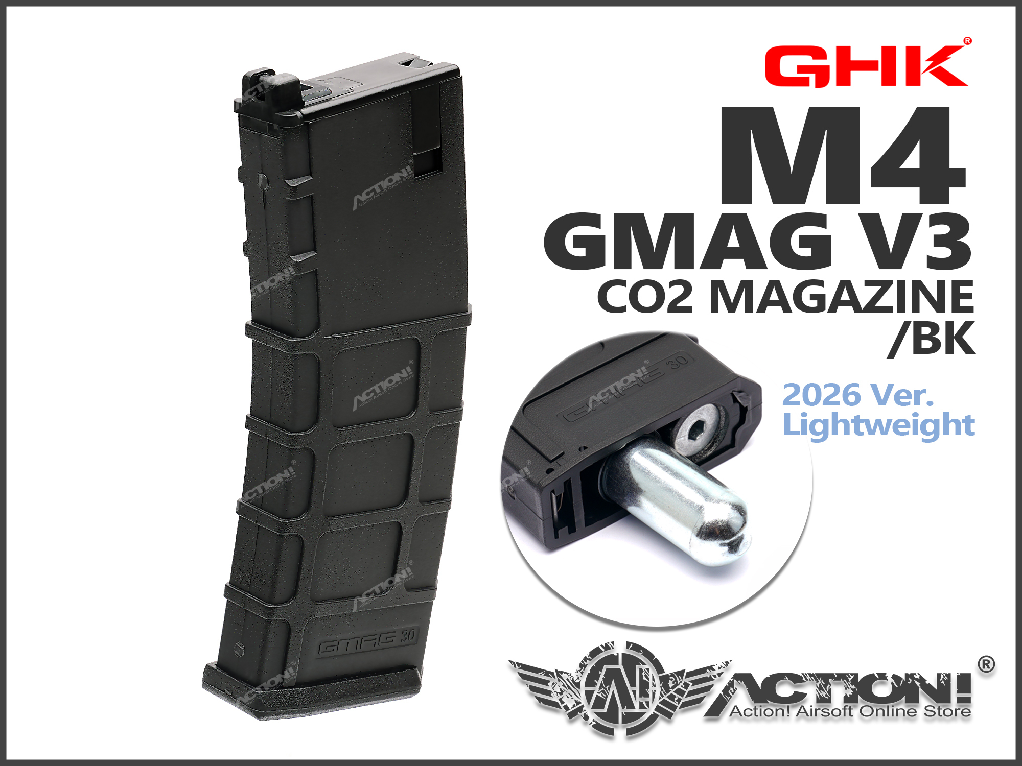 GHK - GMAG V3 35發輕量化CO2 彈匣(黑色) GHK M4 /G5 /HK416 GBB