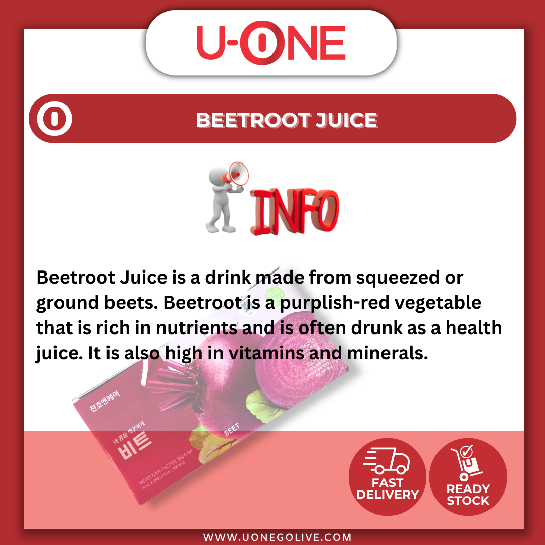 U-ONE | Korea | Beetroot Juice | 70ml x 30Packs | 100% Organic Beetroot