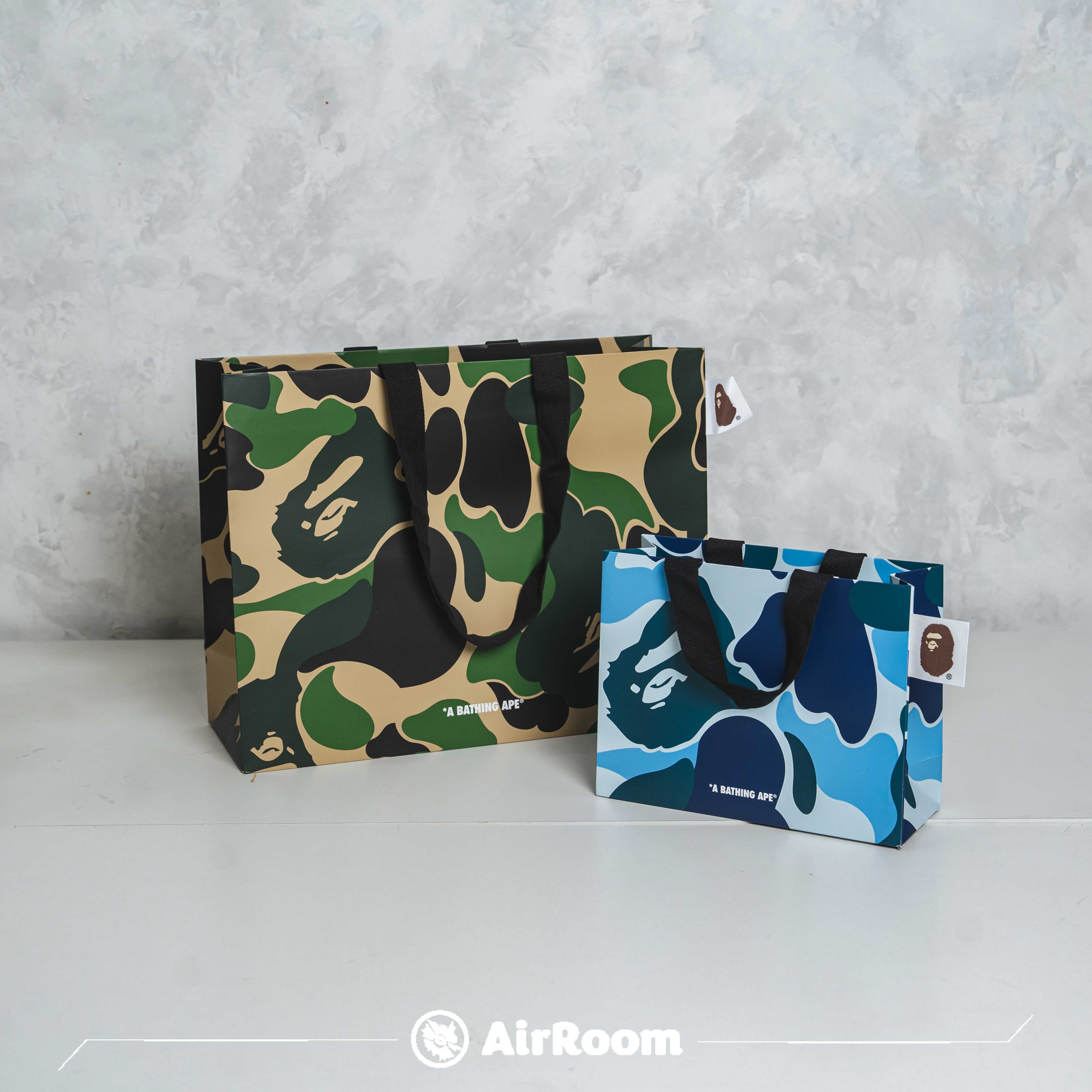 A BATHING APE BAPE 厚磅藍迷彩猿人Logo 紙袋現貨