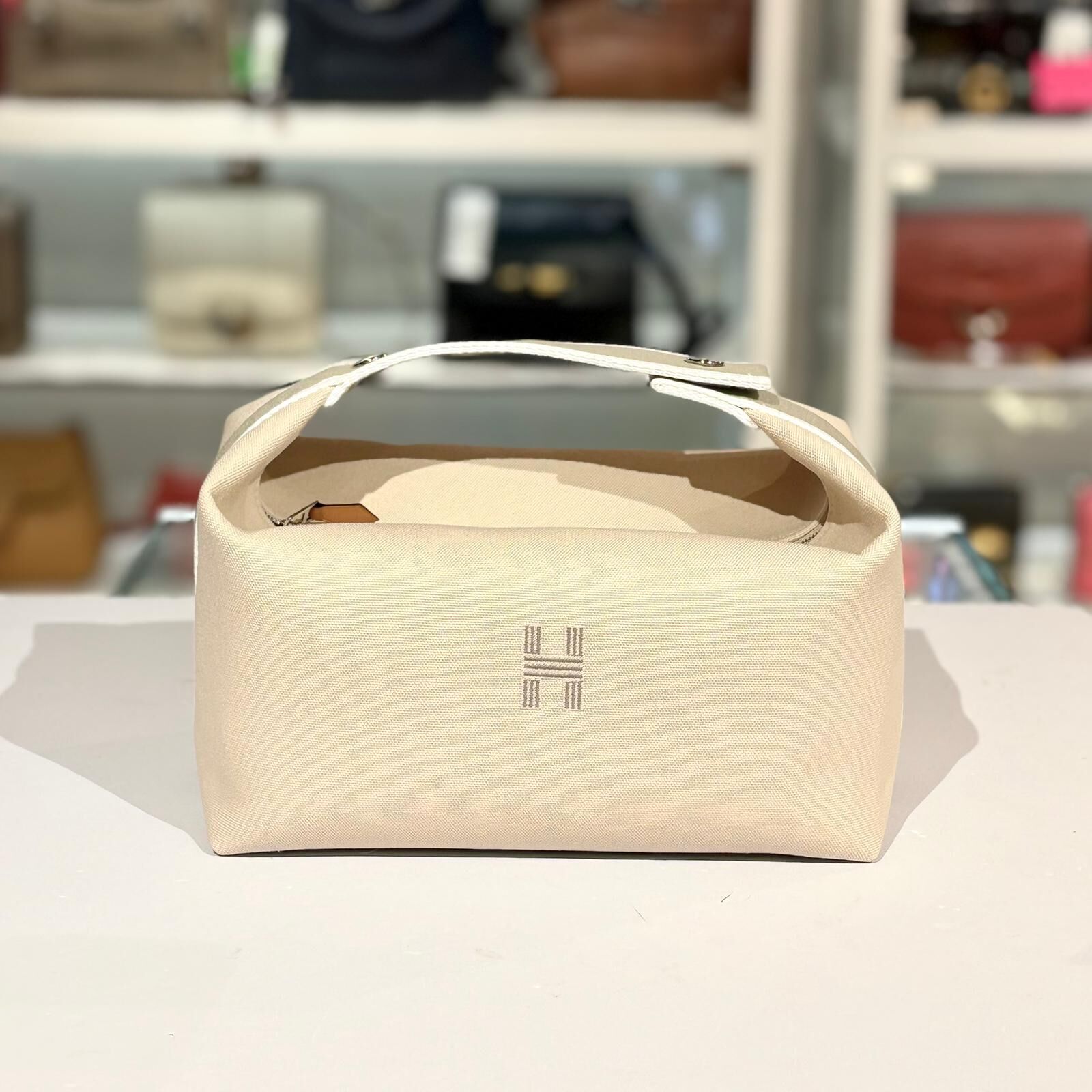全新HERMES 飯盒包 大碼米白色帆布 Bride-a-Brac case, large model #BRAND NEW #香榭站正品