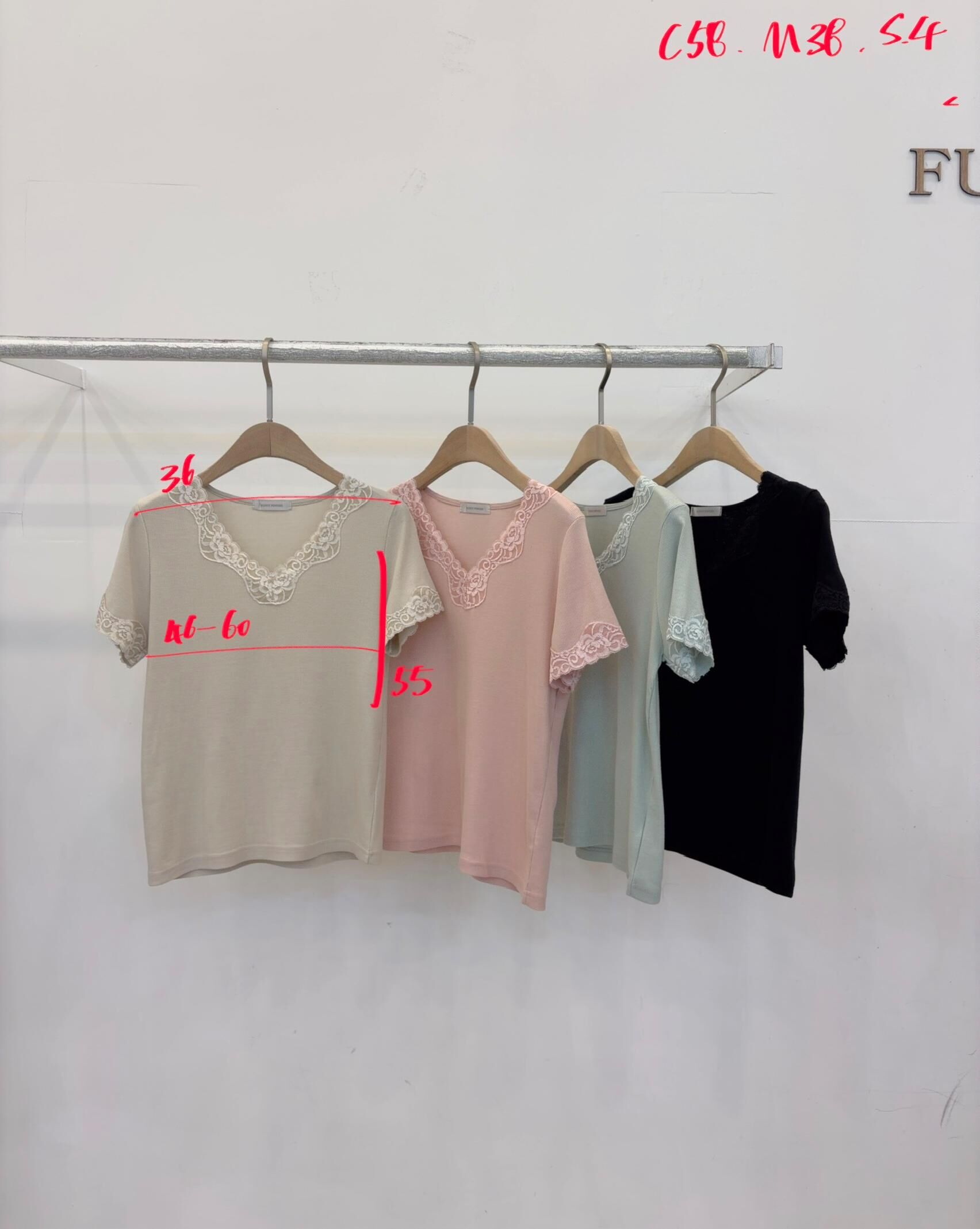 FP6243 蕾絲拼摺莫代爾上衣