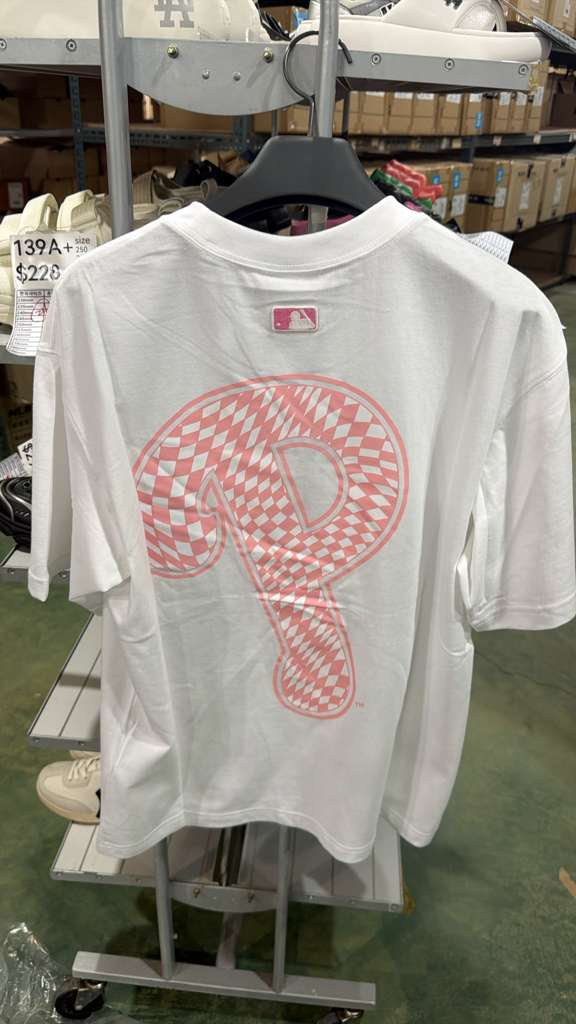 ZX279 MLB 大P logo 白拼粉紅色TEE