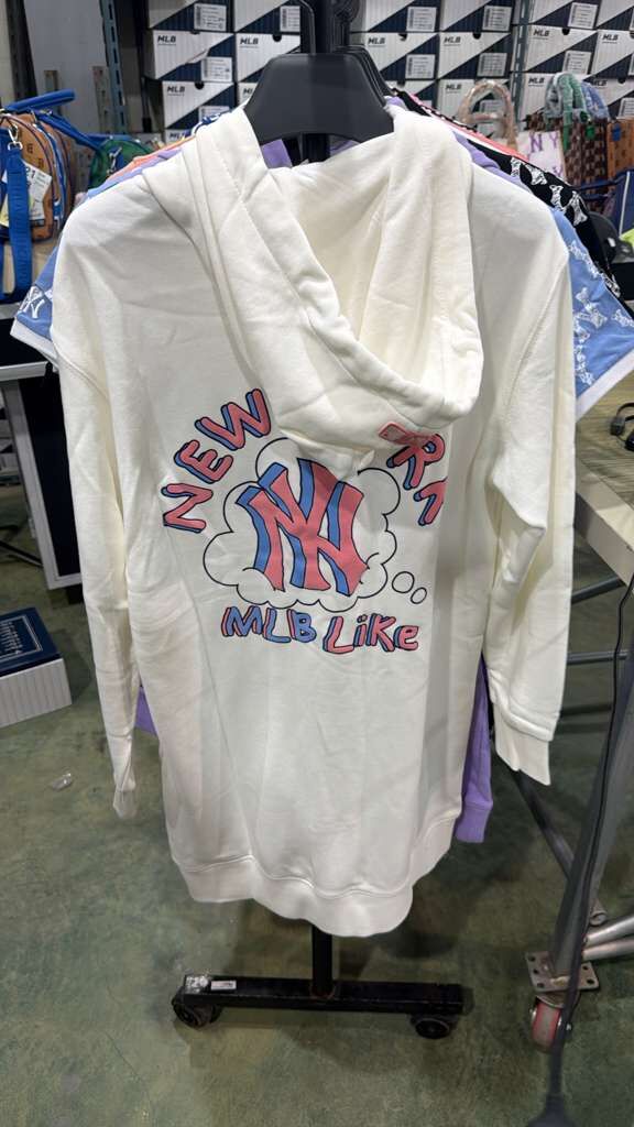 ZX354 MLB 白色NY logo長袖連帽連身裙