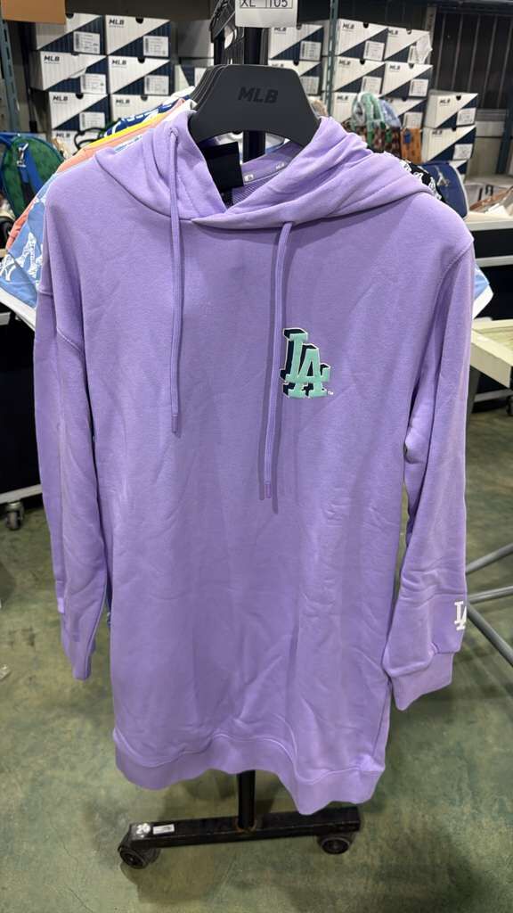 ZX355 MLB 紫色LA logo長袖連帽連身裙