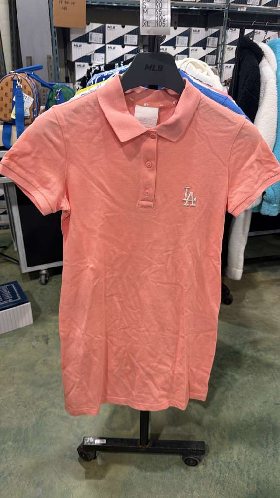 ZX358 MLB 珊瑚橙色LA logo短袖連身裙