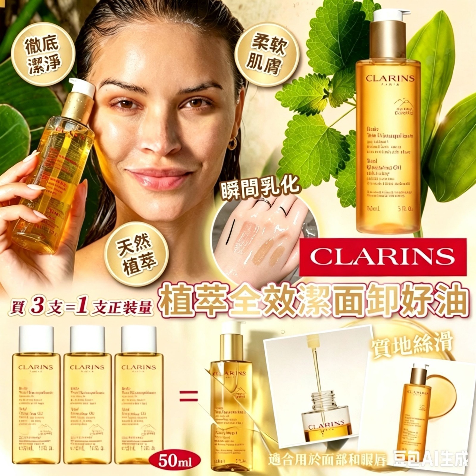 [D3136] Clarins植萃全效潔面卸妝油Total Cleansing Oil 50ml