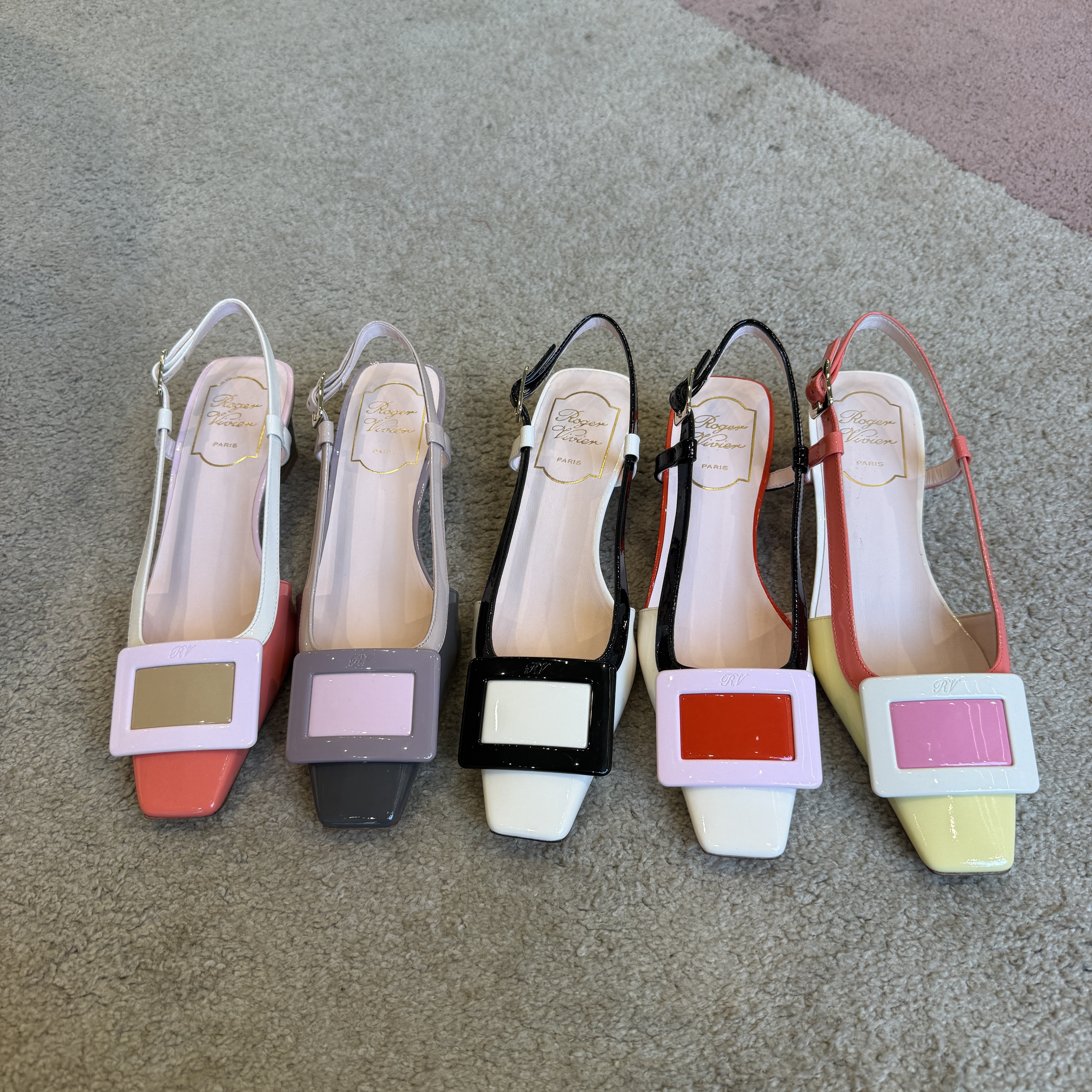 Roger Vivier RV belle vivier patent slingback heels 45mm colors