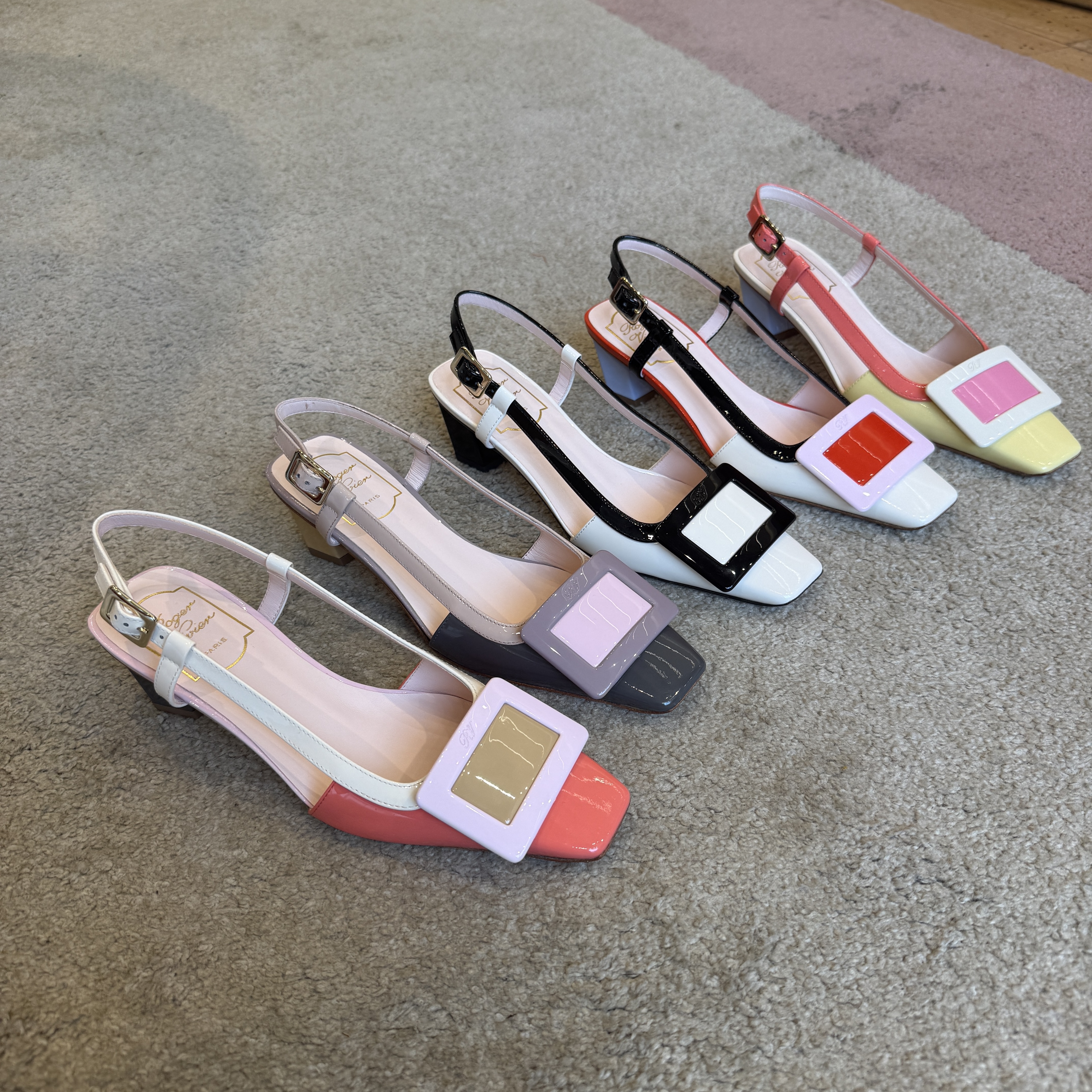 Roger Vivier RV belle vivier patent slingback heels 45mm colors