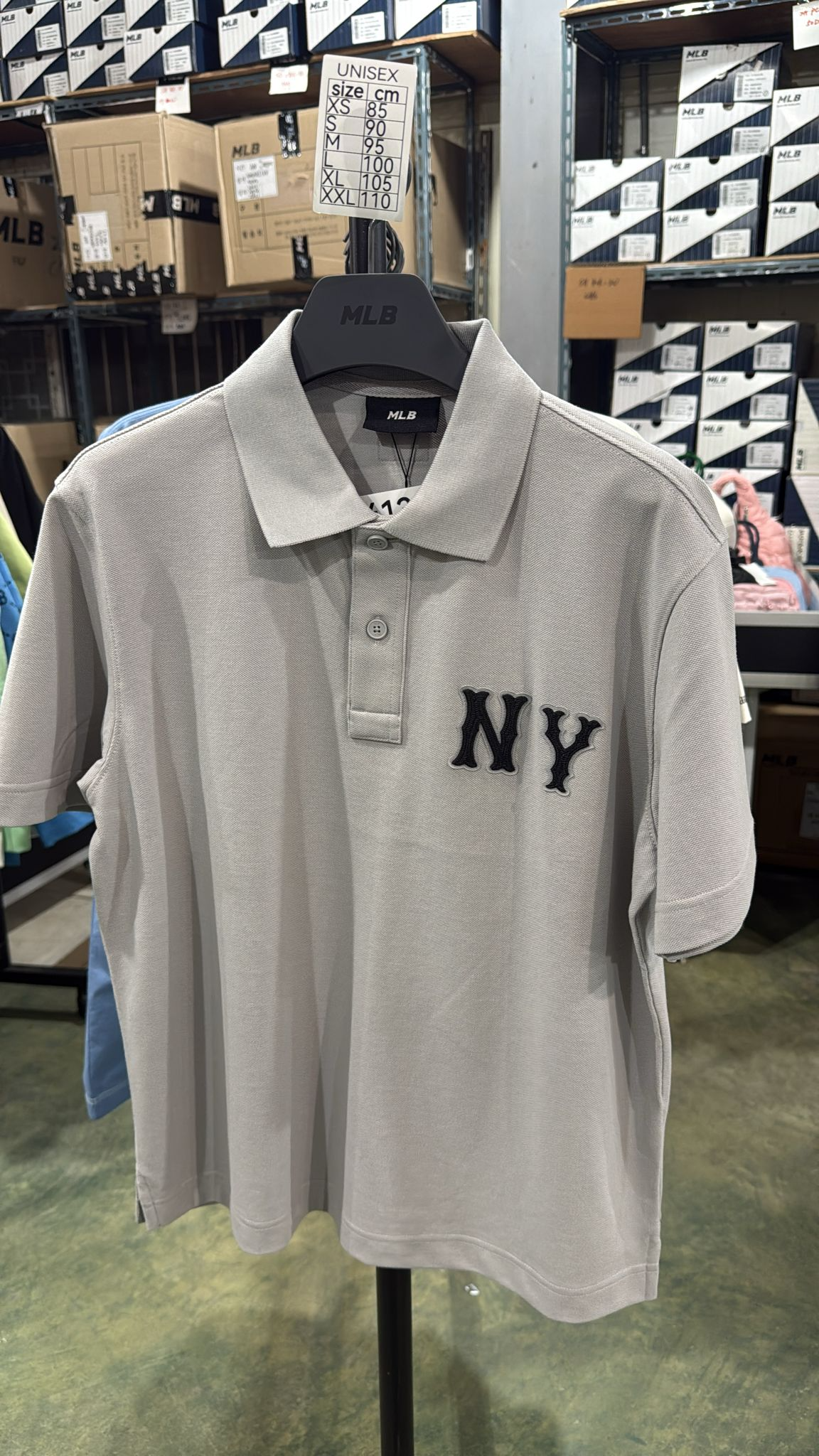 ZX413 MLB 灰色NY logo短袖POLO上衣