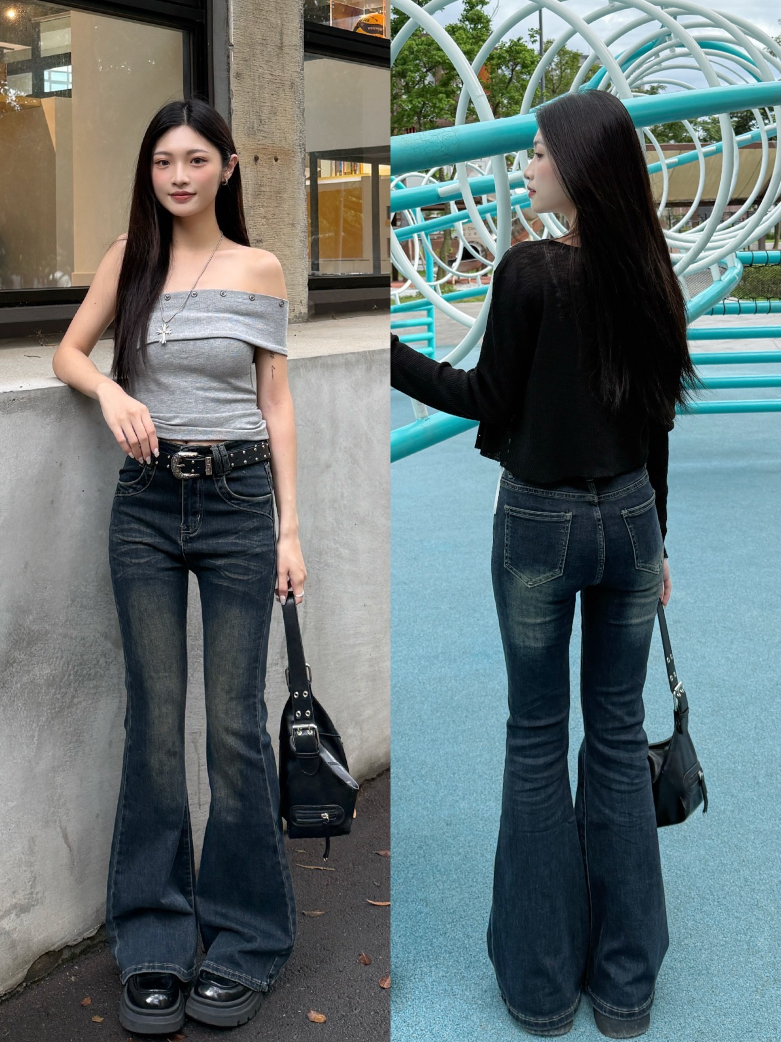 夢中情褲2.0💘彈力顯瘦微喇叭牛仔褲(1色/S-XL)