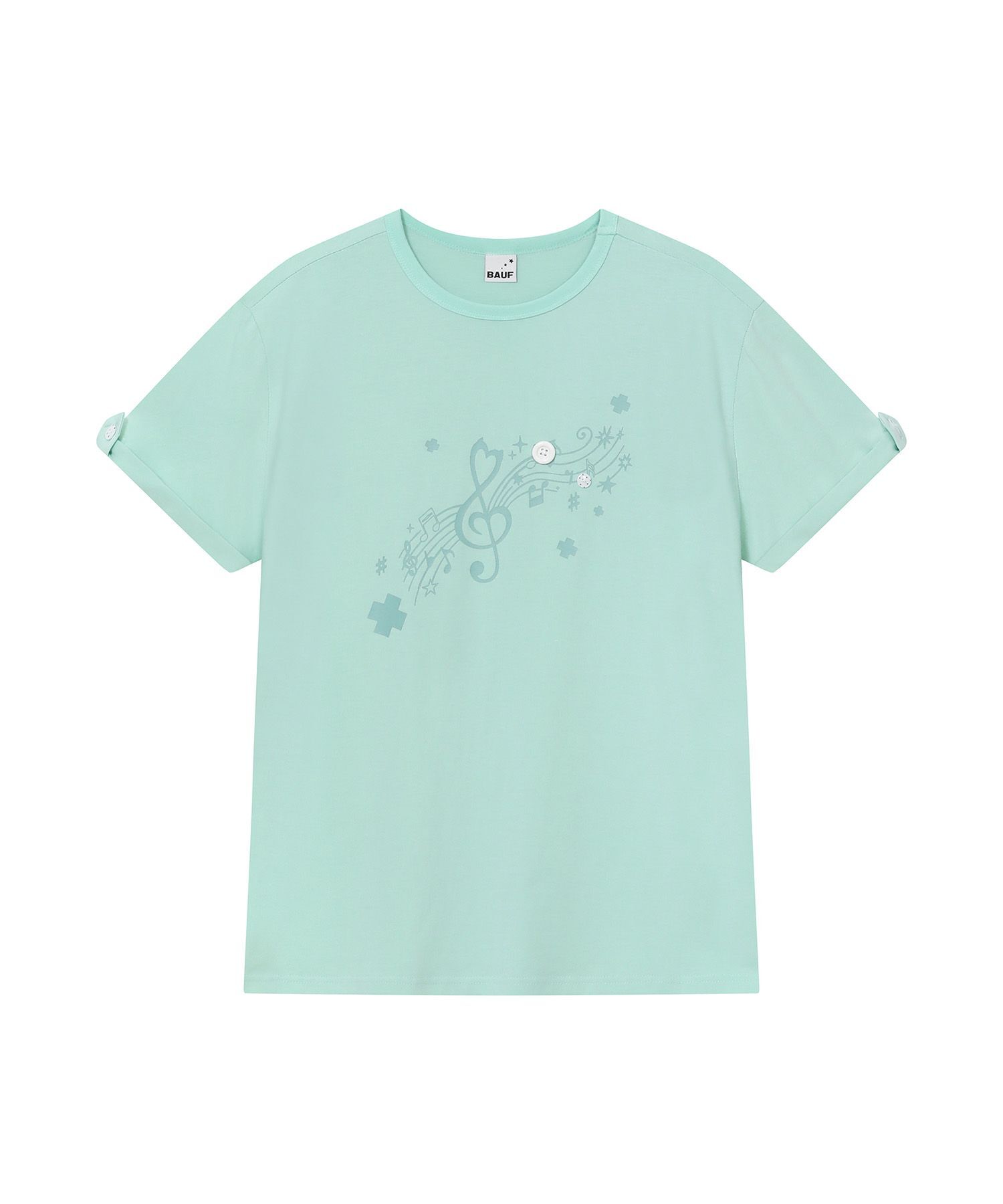 BAUF 捲袖 Melody 寬版 T-shirt 薄荷綠 BT26HS-WMT3F