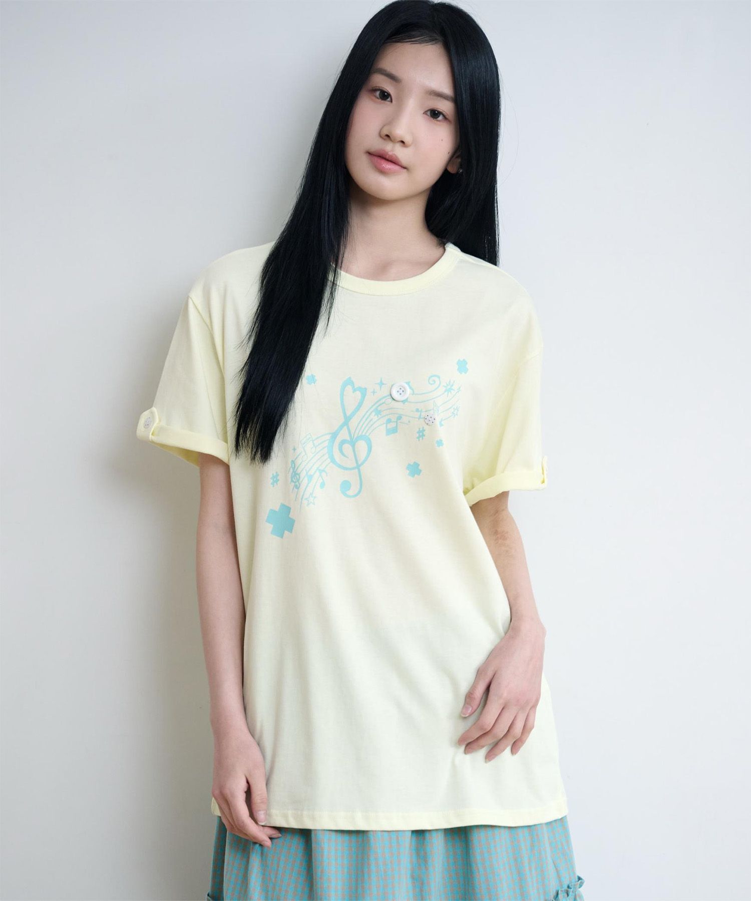 BAUF 捲袖 Melody 寬鬆 T-Shirt 檸檬黃 BT26HS-WYL3F