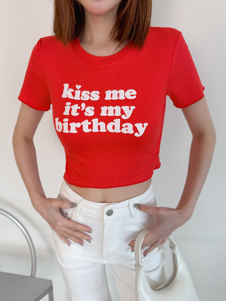 kiss me立體字母捲邊Tee(3色）