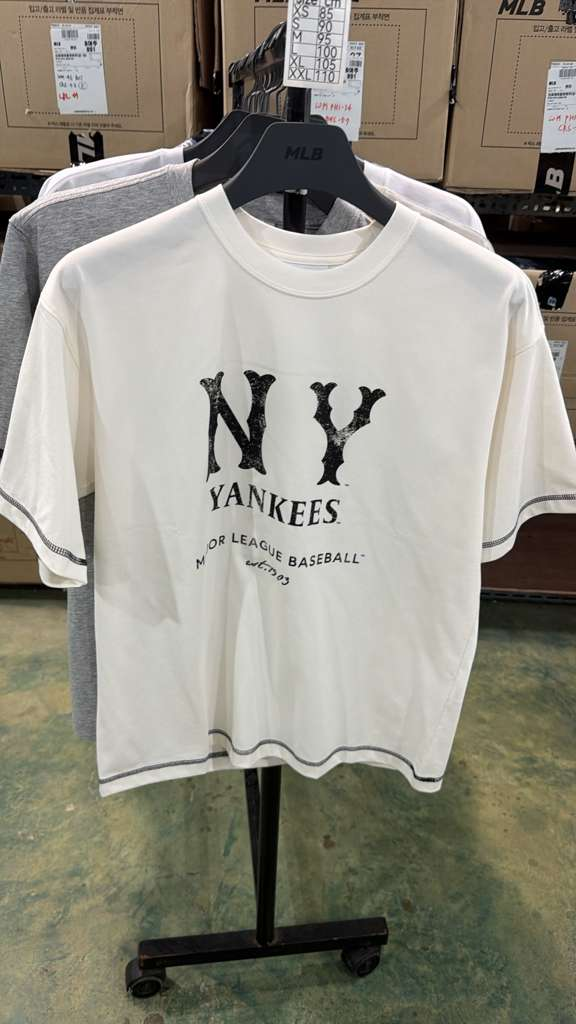 ZX503 MLB 白色間條邊邊NY logo TEE